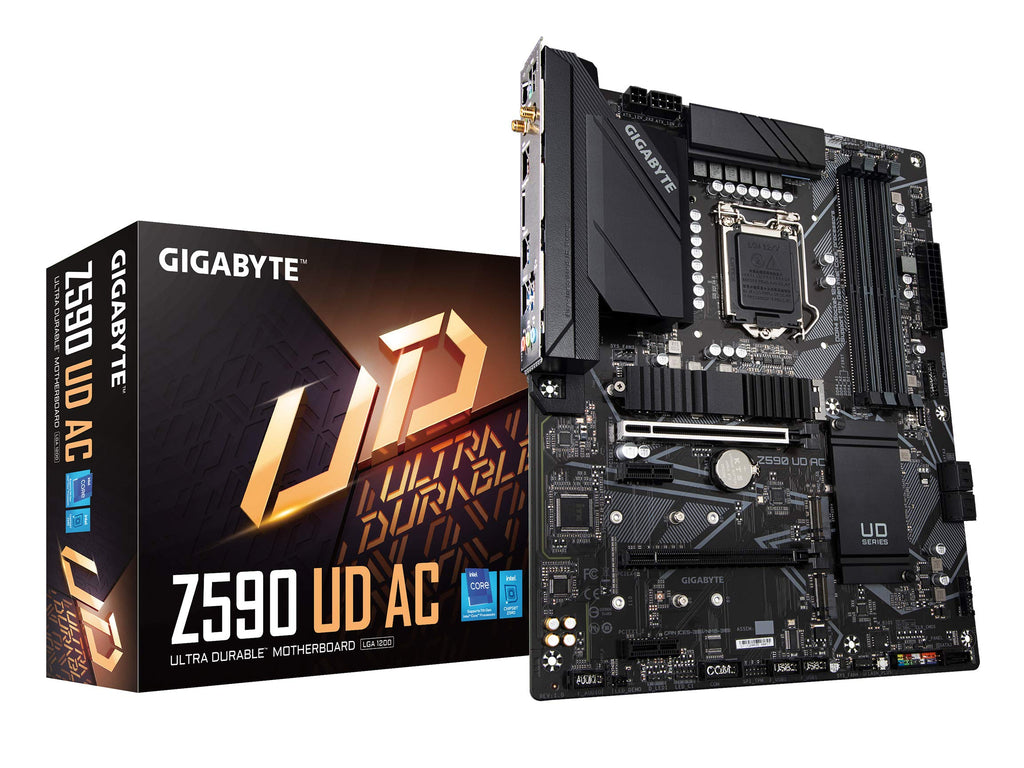 GIGABYTE Z590 UD AC (LGA 1200/ Intel Z590/ ATX/ Triple M.2/ PCIe 4.0/ USB 3.2 Gen 2/ Intel Wireless-AC/ 2.5GbE LAN/ Motherboard)