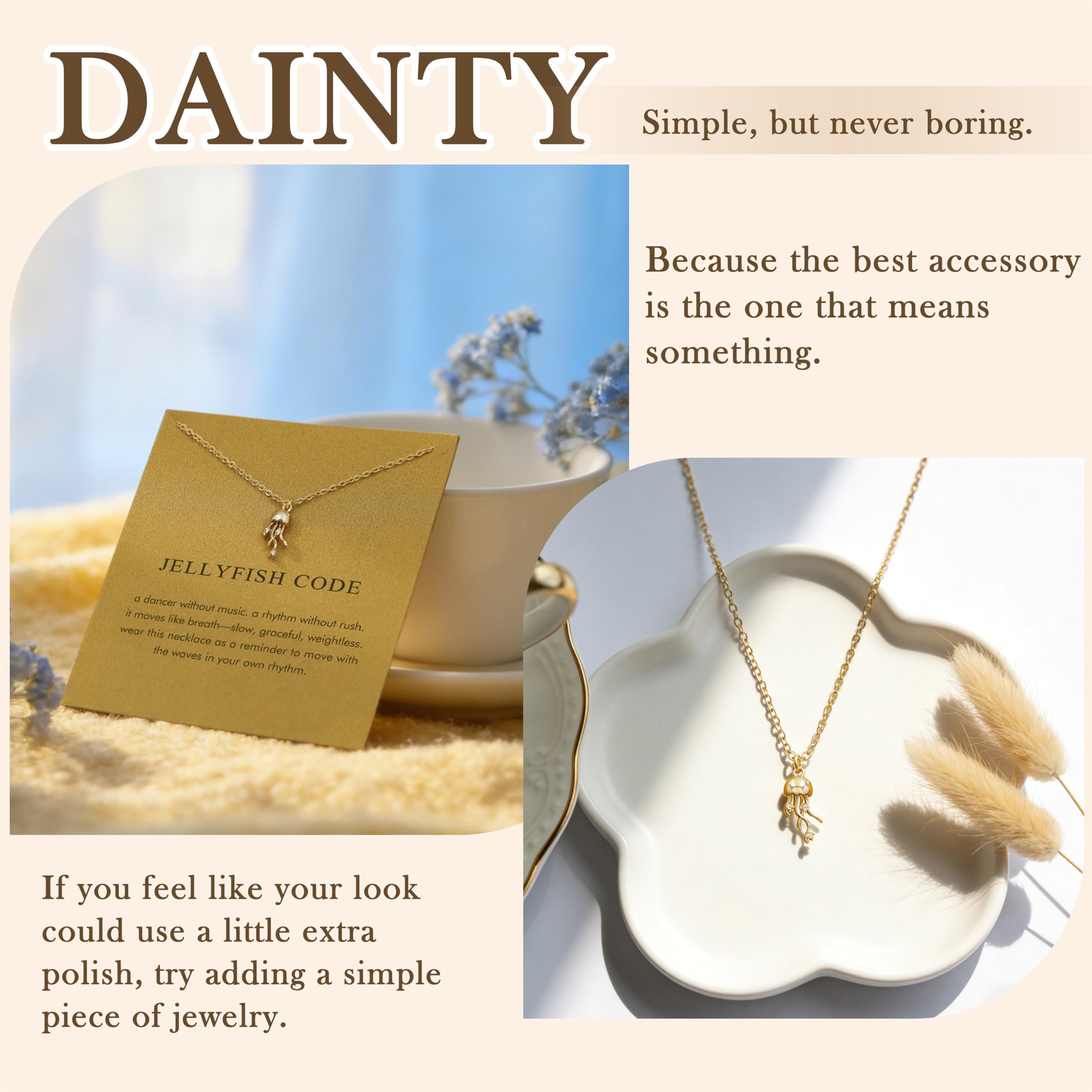 Baydurcan Dainty Jellyfish Necklace Jellyfish Gifts Ocean Jewelry Necklace Beach Jewelry for Women Vacation