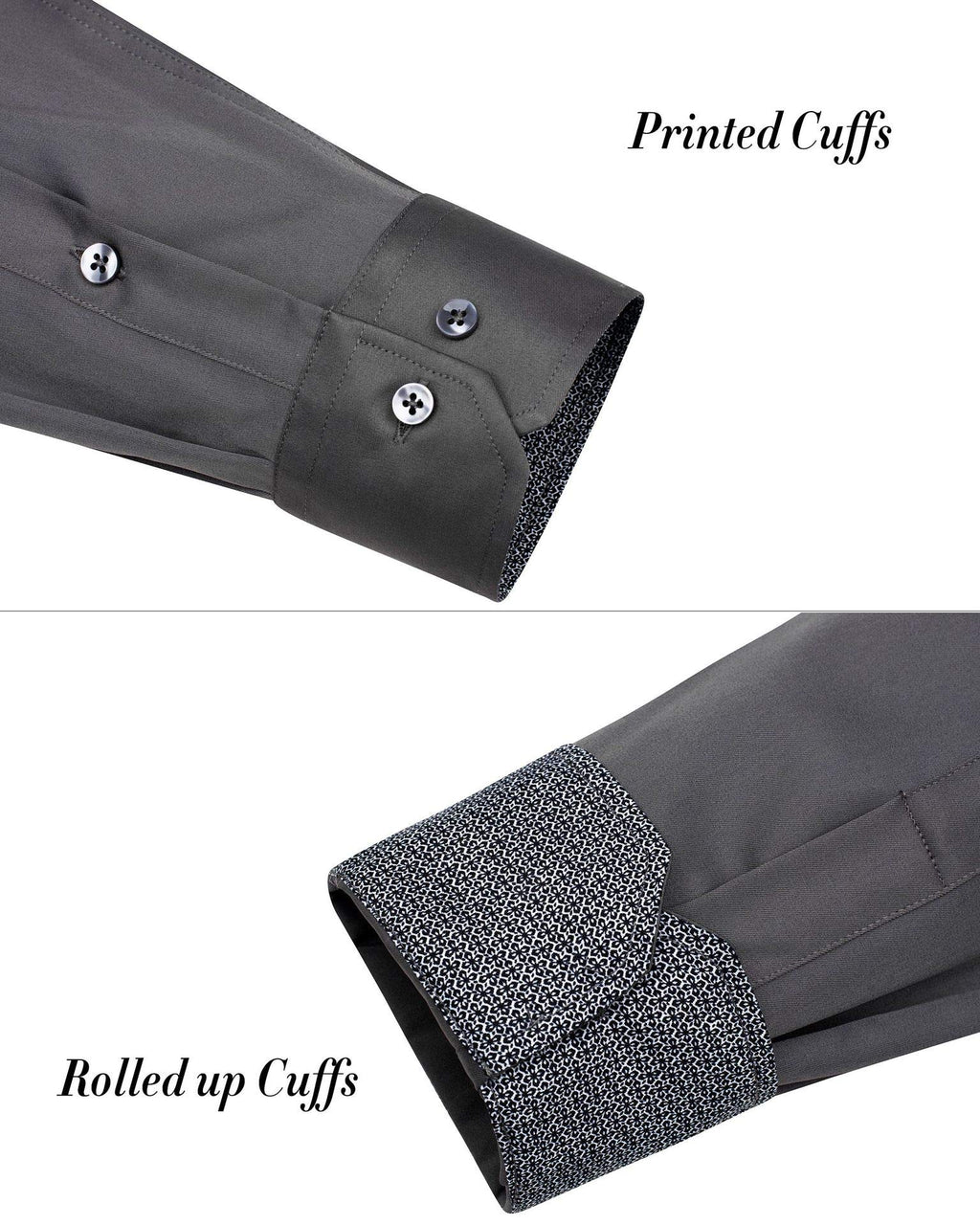 J.VER Mens Dress Shirts Stretch Wrinkle Free Button Down Shirt Casual Long Sleeve Business Formal Stylish Tops Grey Small