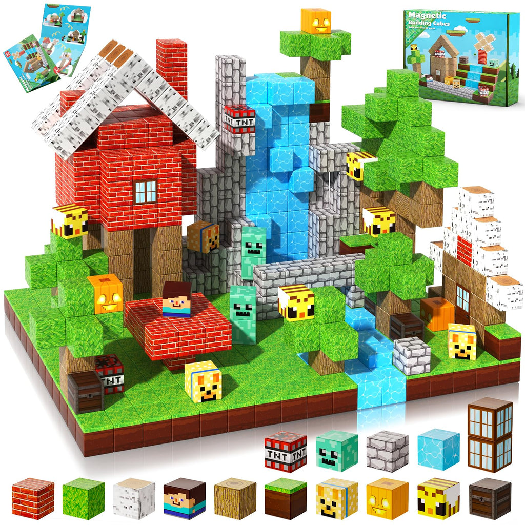 Annexfun Magnetic Blocks-100PCS Magnetic Building Blocks, Magnetic Tiles Kids Build Cubes 2025 Upgraded STEM Game Toys, Christmas Birthday Gifts for Boys & Girls Ages 3+