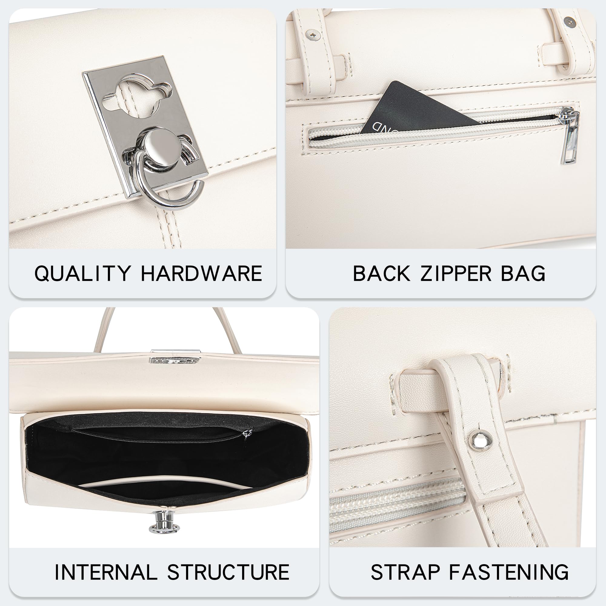 Women's Thea Top Handle Bag Purse Small Top Handle Purses For Women Vanity Purse (BEIGE)