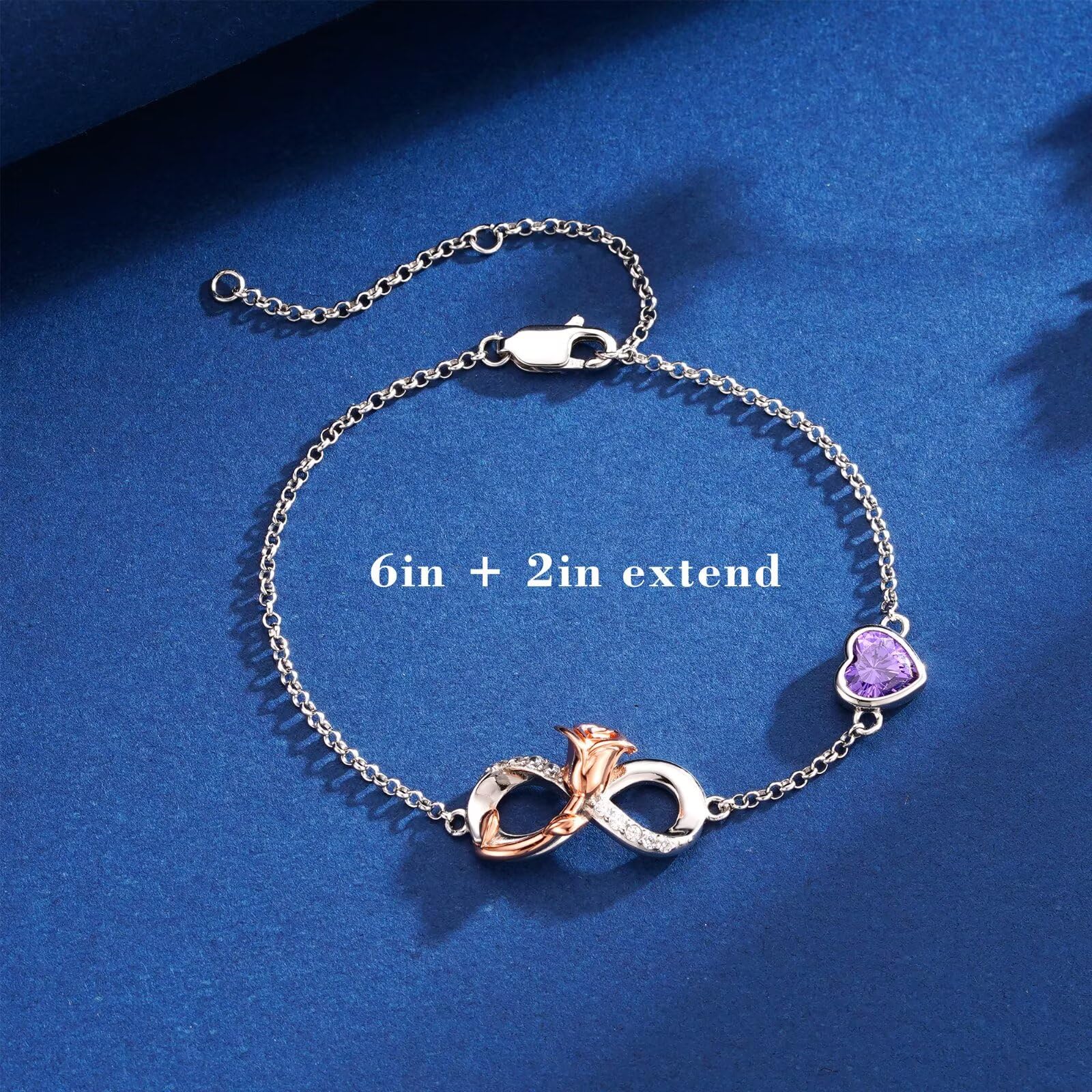 Iefil Mothers Day Gifts for Wife - Infinite Rose Heart Bracelets, 925 Sterling Silver May Birthstone Bracelet, Emerald Bracelet, Anniversary Birthday Gifts for Women Wife Girlfriend