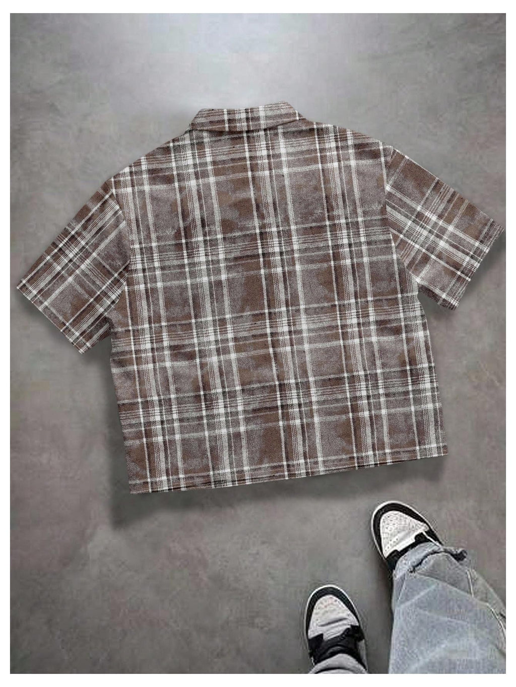 GORGLITTER Men's Striped Boxy Copped Shirt Pocket Patched Button Up Short Sleeve Baggy Cropped Tops Multicolor Large