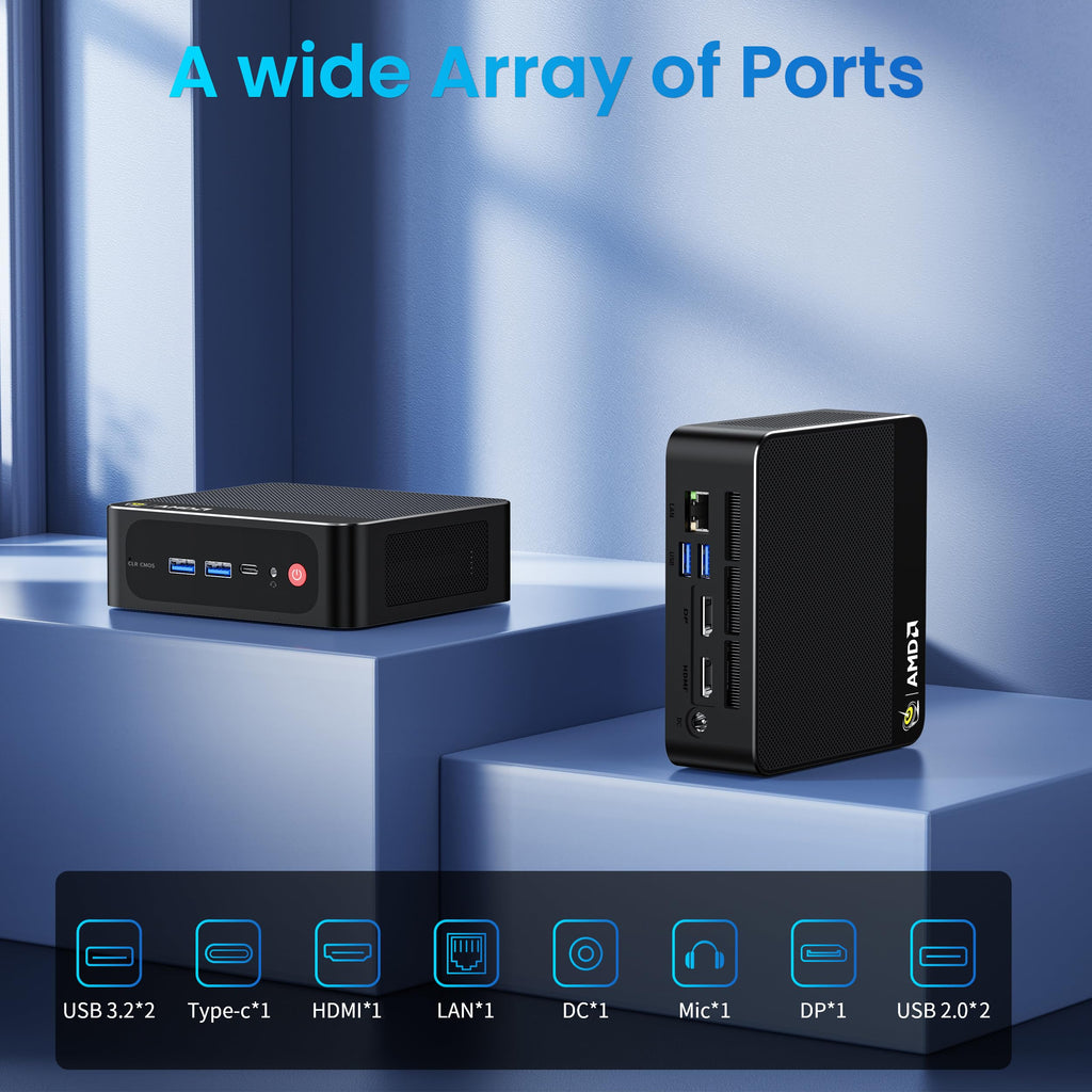Beelink Mini PC AMD Ryzen 7 6800U Up to 4.7GHz 8C/16T, 24GB LPDDR5 RAM 500GB M.2 SSD, SER5 MAX Mini Computer Support 2.5GLAN/4K Triple Screen Display(HDMI+DP+Type-C)/WiFi6/BT5.4/Home/Office