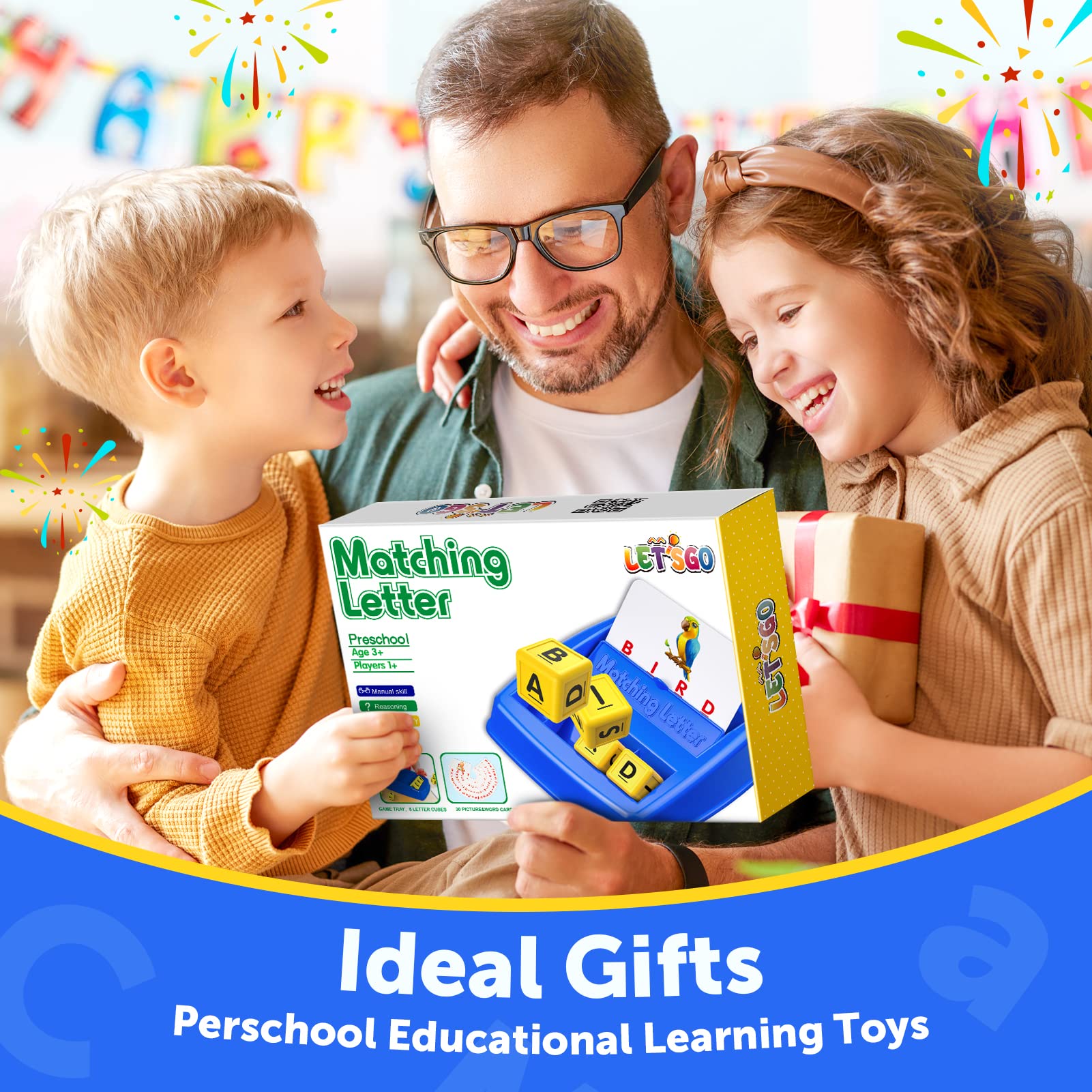 LIWIN LET'S GO! Learning Games for Kids Ages 3-8, Matching Letter Game for Kids Toys Ages 3-8 Educational Toys for 3-8 Year Olds Boys Girls Birthday Party Gifts for 3-8 Year Olds Boys Girls Blue