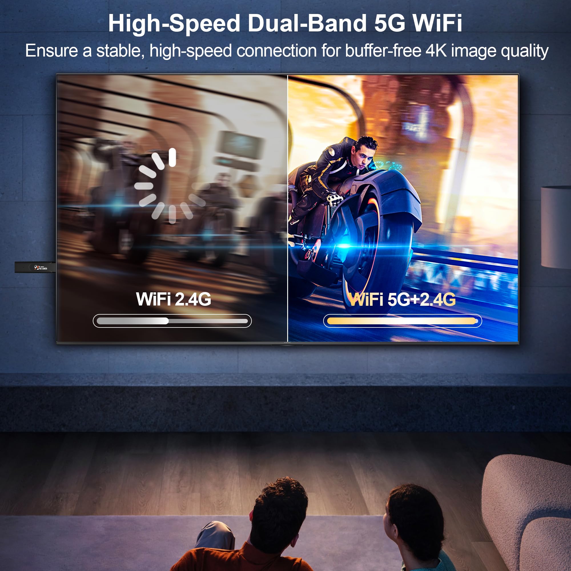 4K HDR Smart TV Stick, Ultra-Portable Android 13 Media Player, Dual-Band 5G WiFi & Voice Remote 2GB RAM 16GB ROM H313 Quad-Core for Home Theaters and Smart TV Upgrades