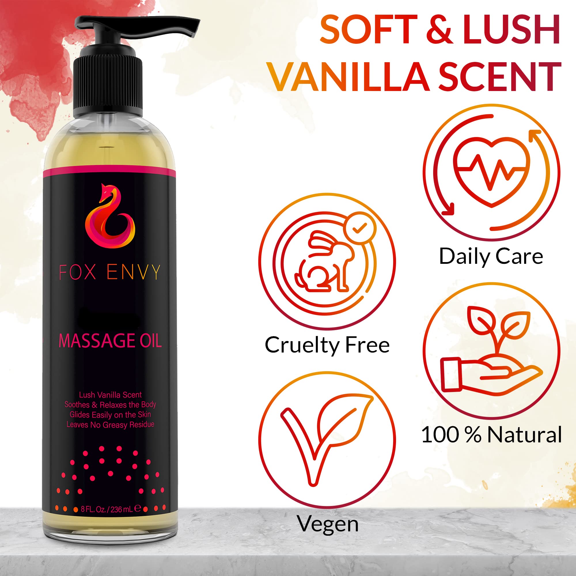 Body Massage Oil: Massage Oil for Massage Therapy, Premium Massaging Oil-Lush Vanilla Scent with Jojoba & Coconut, Therapeutic Oil 1Bottle, 8 fl oz