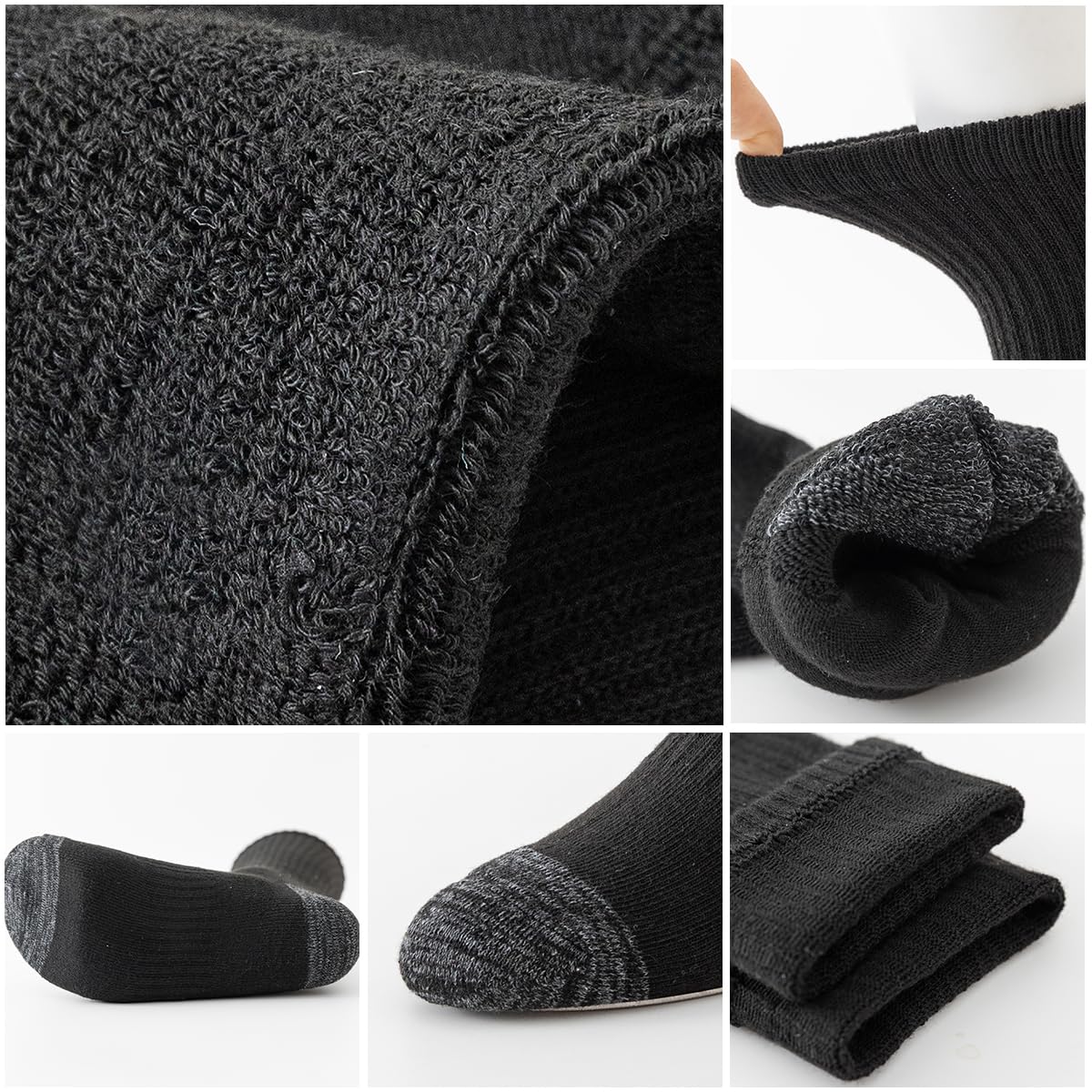 JOYNÉE 8 Pairs Mens Crew Cushion Socks Work Athletic Running Socks Casual Breathable Socks for Men,Black,Sock Size:10-13
