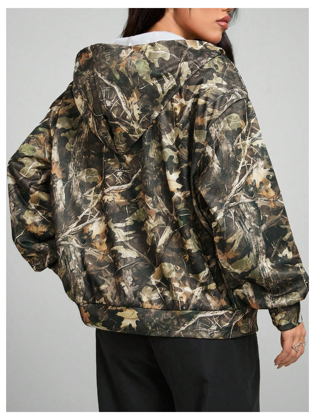 SOLY HUX Women's Y2k Camo Oversized Hoodie Vintage Zip Up Drop Shoulder Streetwear Sweatshirts with Pockets Army Green Camo Medium