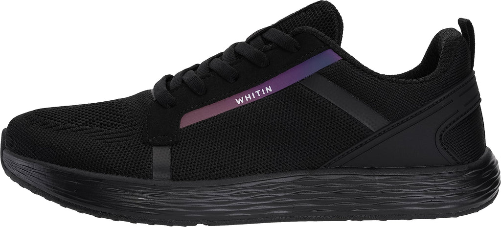 WHITIN Men's Wide Width Shoes Zero Drop Size 10 10.5 Athletics Running Walking Tennis Sports Breathable Sneakers Lightweight Rubber Black 44