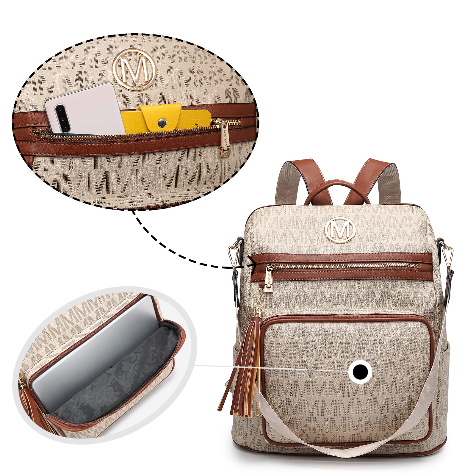 MKP COLLECTION Women Fashion Backpack Purse Convertible Large Rucksack Versatile Travel Shoulder Bags Handbag Set with Tassel