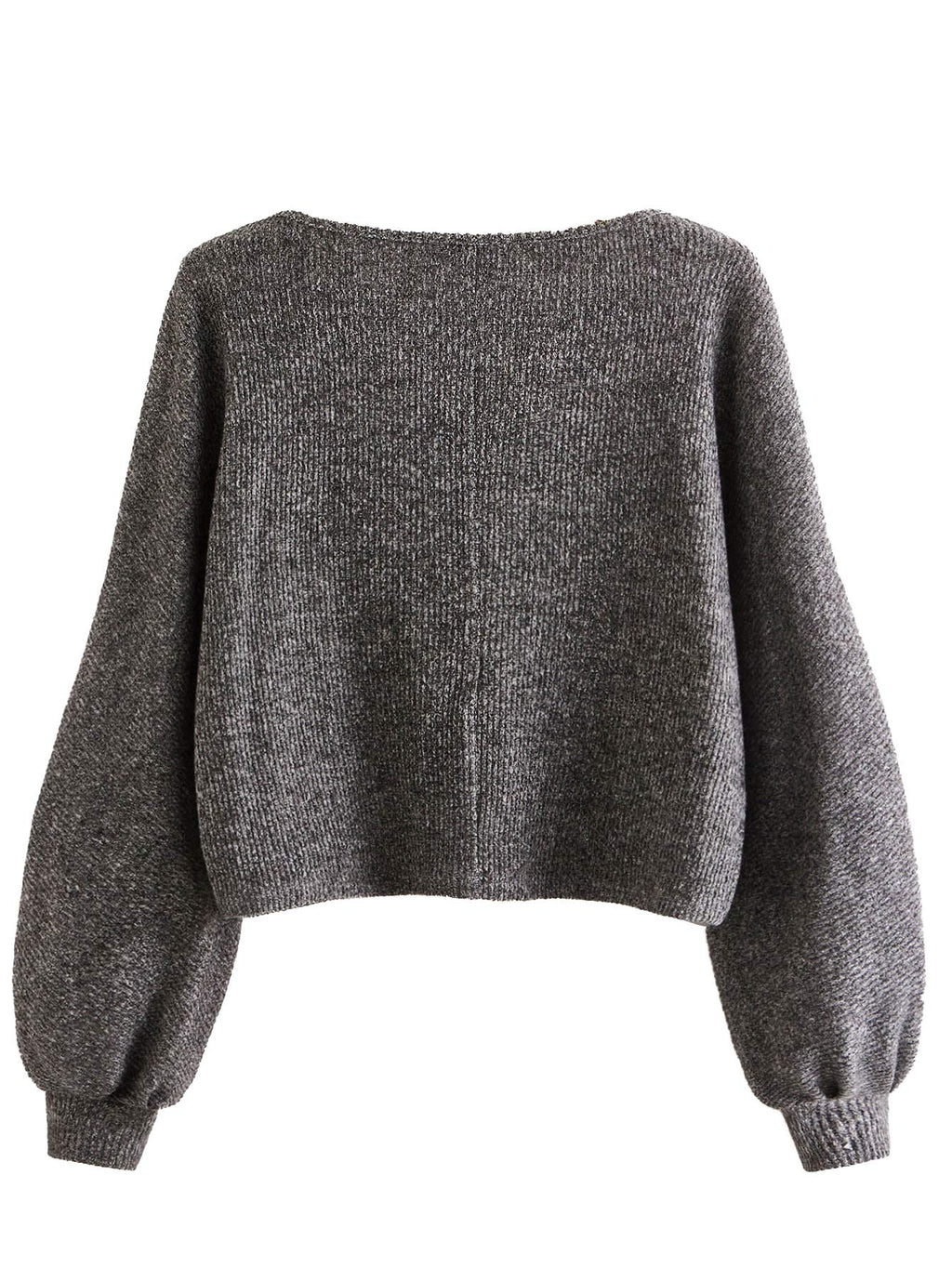 SweatyRocks Women's Casual Crewneck Raglan Long Sleeve Ribbed Knit Crop Top Cropped Sweater Grey M