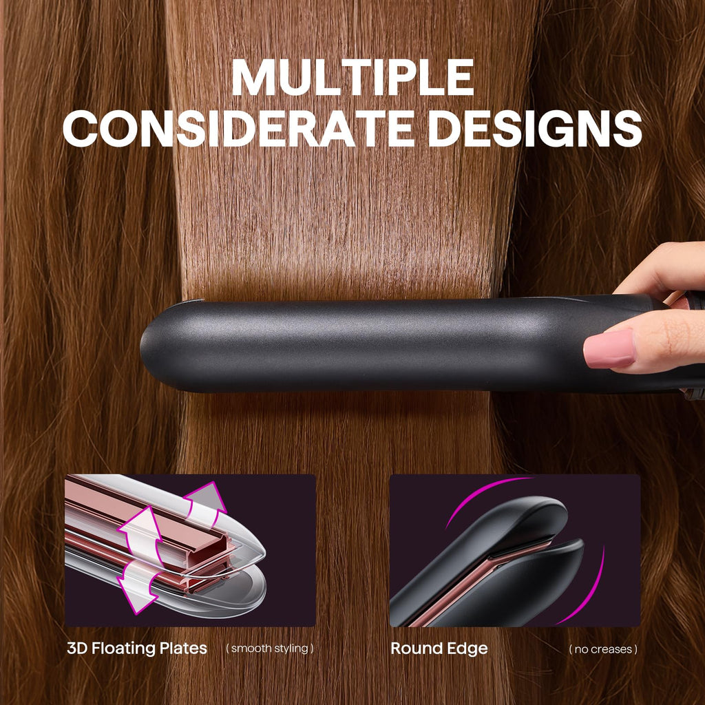 Wavytalk 3 in 1 Curling Wand Set, Multi Curl, Curling Iron Set with Heated Round Brush, Flat Iron Hair Straightener, 1 1/4 inch Curling Iron, Dual Voltage Hair Curler