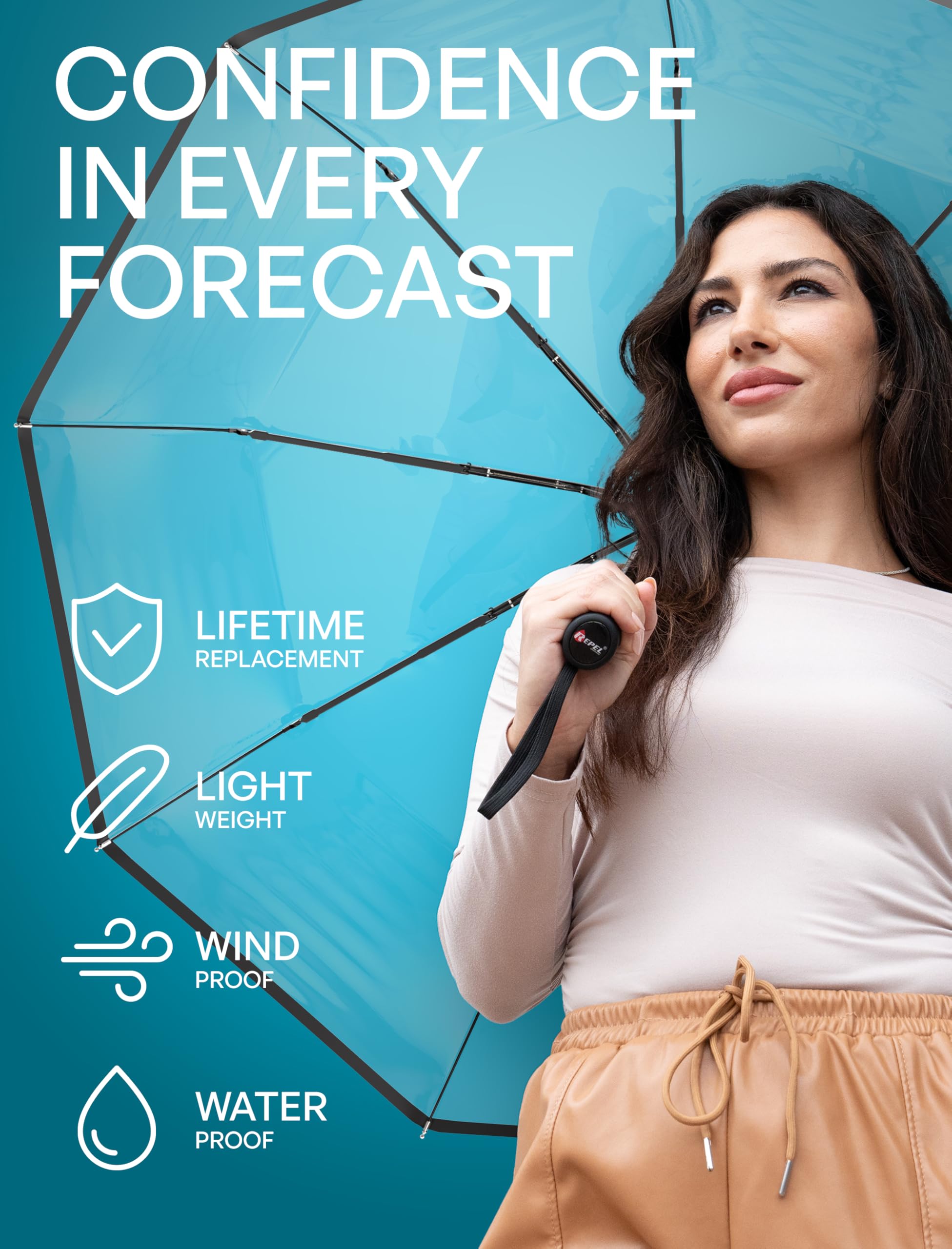 Windproof Travel Umbrella - Compact & Withstands Winds up to 85MPH, Strongest Premium Auto Folding Umbrella for Rain and Sun - Durable, Light & Portable for Women & Men, Fits Backpack & Cars