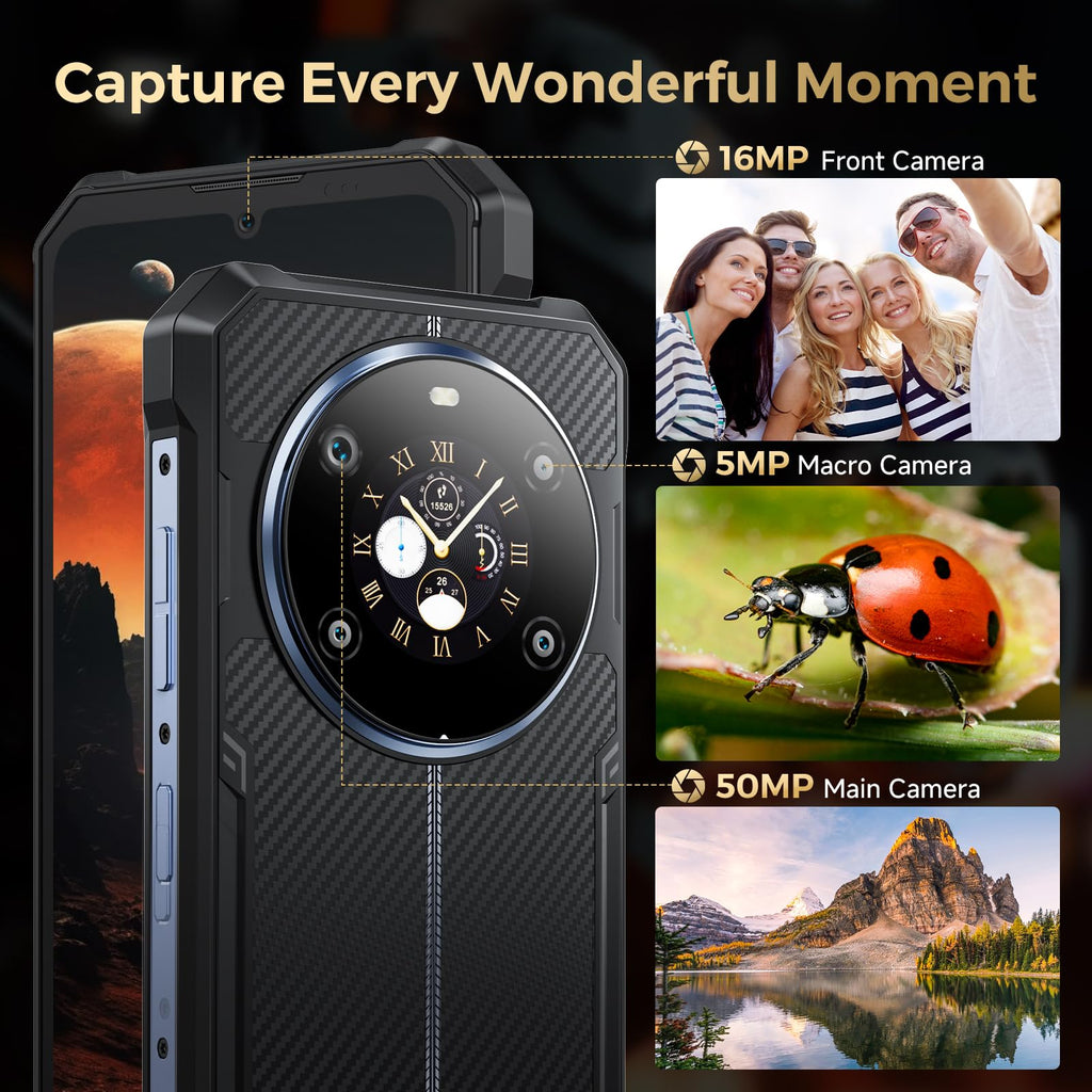 FOSSIBOT F109S Rugged Phone Unlocked,24GB+256GB/2TB,10600mAh Battery Phones, Android 15 Rugged Smartphone,Dual Display 6.745'' HD+1.32'' Cell Phone,50MP+16MP+5MP Camera,Dual SIM 4G Phone