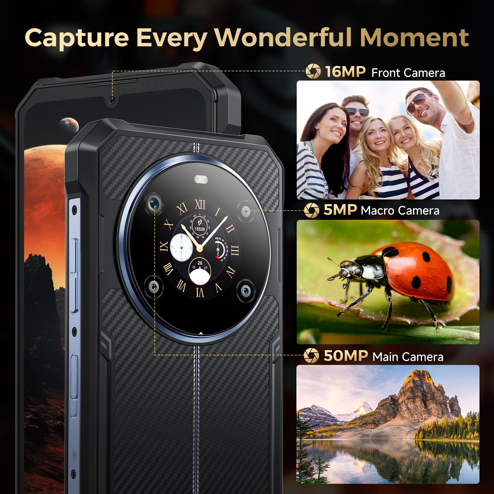 FOSSIBOT F109S Rugged Phone Unlocked,24GB+256GB/2TB,10600mAh Battery Phones, Android 15 Rugged Smartphone,Dual Display 6.745'' HD+1.32'' Cell Phone,50MP+16MP+5MP Camera,Dual SIM 4G Phone