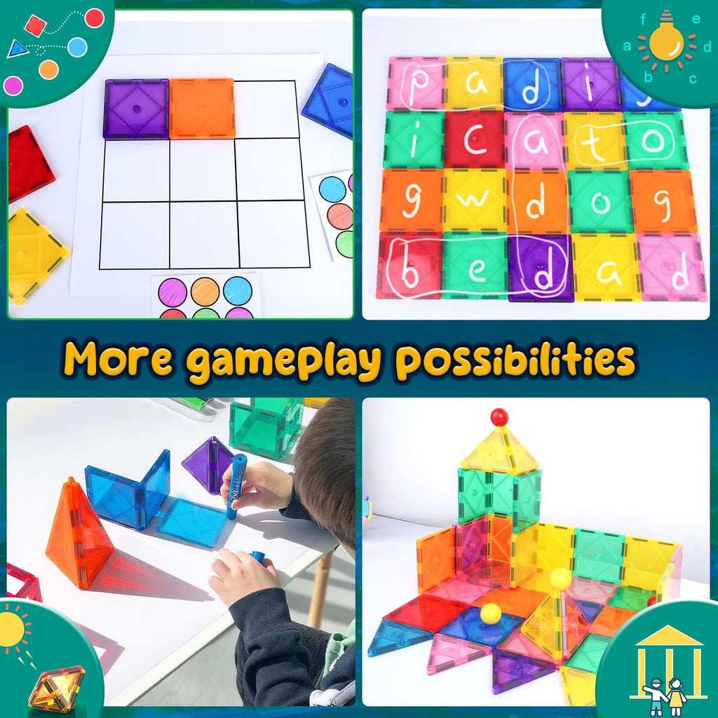 Soyee Magnetic Tiles Toddler Toys Magnetic Building Blocks for Kids Ages 3-12 STEM Educational Toys for Girls & Boys Sensory Toys for Kids with Autism Classroom Must Haves