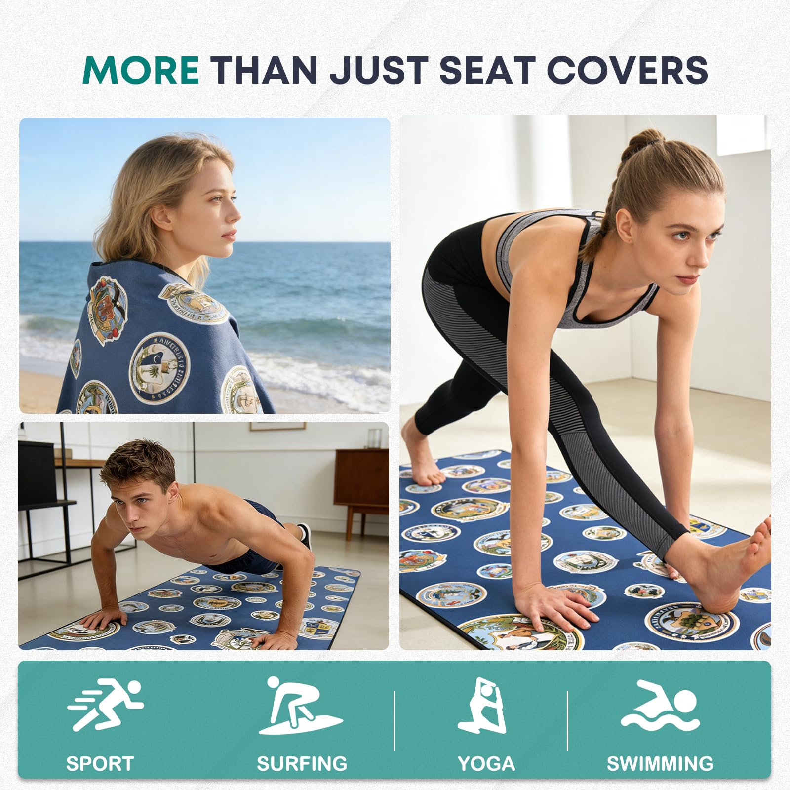 FLORICH Towel Car Seat Covers, Car Seat cover Protector Front Seats, Car Seat Cover Towel for Post Gym Workout, Running, Swimming and Beach, Non-Slip Car Seat Towel Covers Fit for Most Cars Trucks SUV