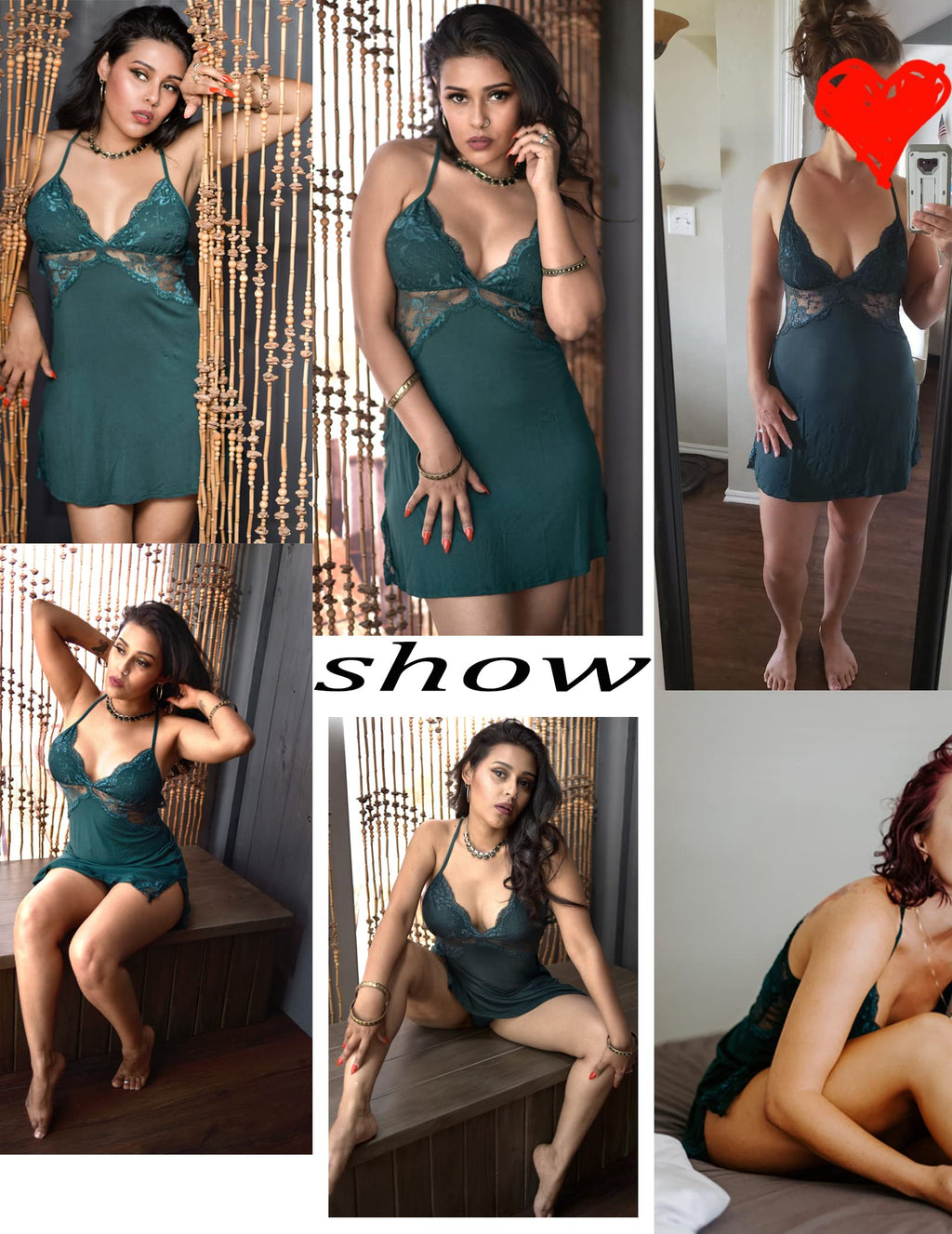 Avidlove Lingerie for Women Nightgowns Lace Babydoll Sleepwear Nightie Womens Lingeries Dark Green X-Large