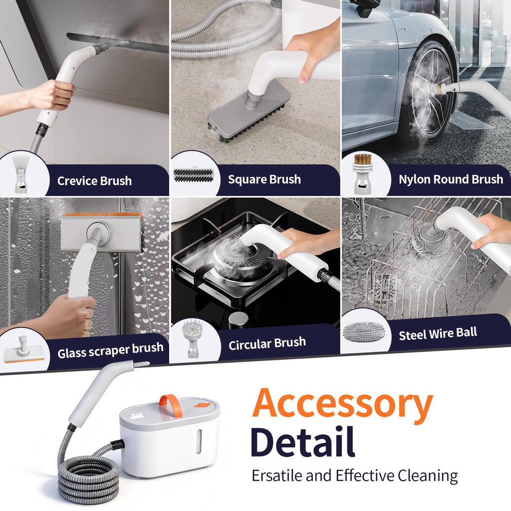 GourragePro Steam Cleaner for Home, Portable Handheld Steamer for Cleaning, 15s-Fast Heat-Up,steamer for car detailing,Home, Kitchen, Bathroom, Tile, Grout, Floor