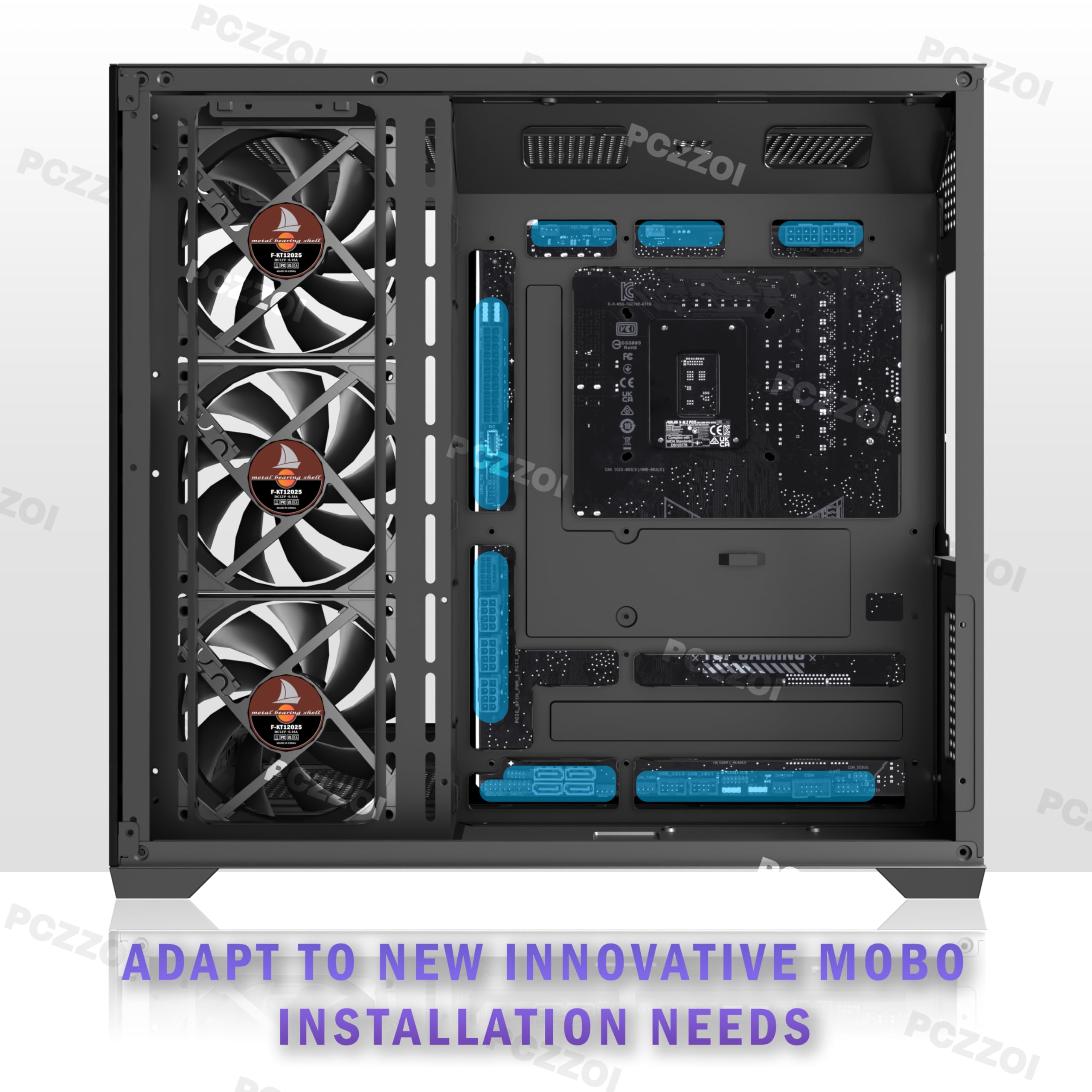 KEDIERS PC CASE ATX 4 Fans Pre-Installed, Type-C Mid Tower Computer Case with Full-View Dual Tempered Glass, Gaming PC Case,Black,K4