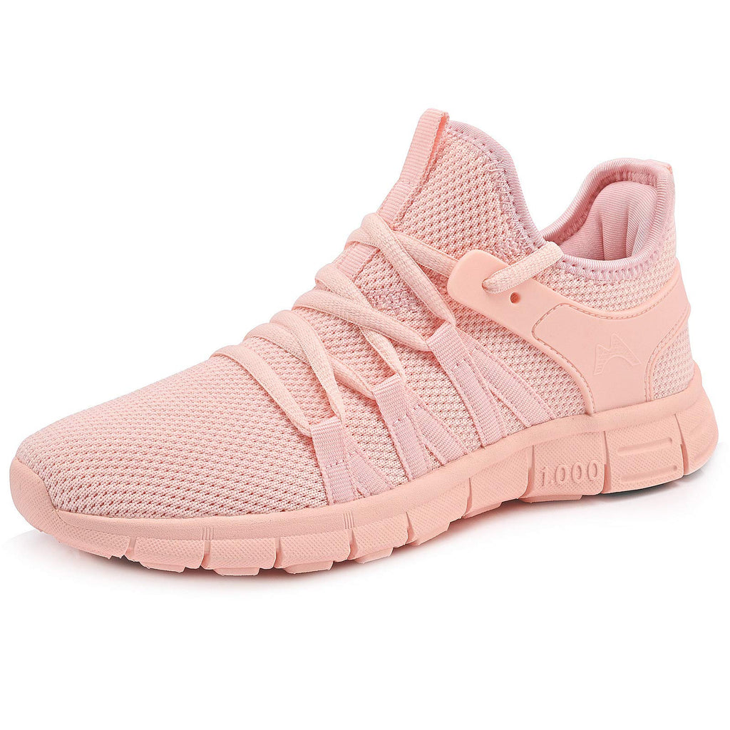 INZCOU Running Shoes Lightweight Tennis Shoes Non Slip Gym Workout Shoes Breathable Mesh Walking Sneakers Pink 8women / 7men