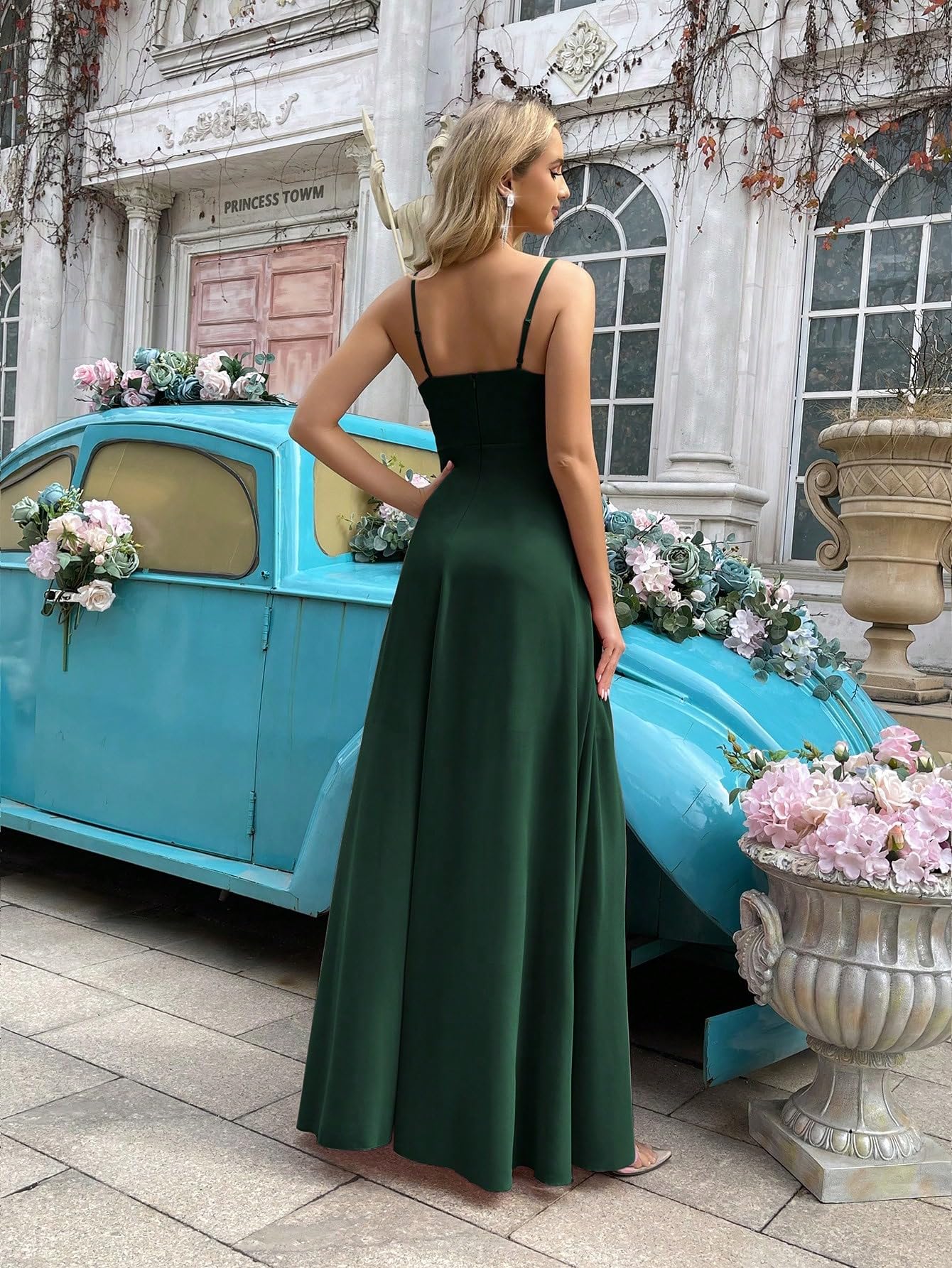 VOUIAO Women's 2026 Spring Formal Evening Gown Elegant Long Prom Dress Wedding Guest Party Cocktail Bridesmaid Maxi Dress Dark Green XL