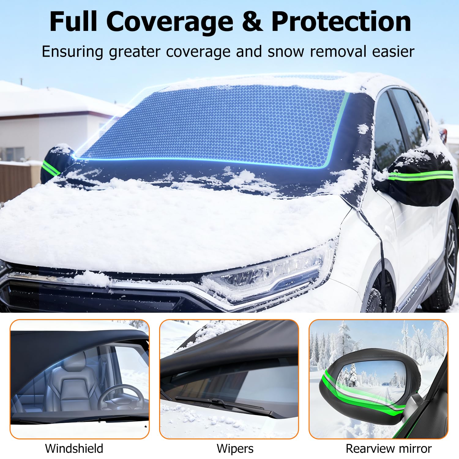 DMJN [2026 Upgraded] Car Windshield Cover for Ice and Snow, Windshield Snow Cover for Winter Snow & Frost, 700D Heavy-Duty, Suitable for Cars, SUVs, and Trucks-Medium