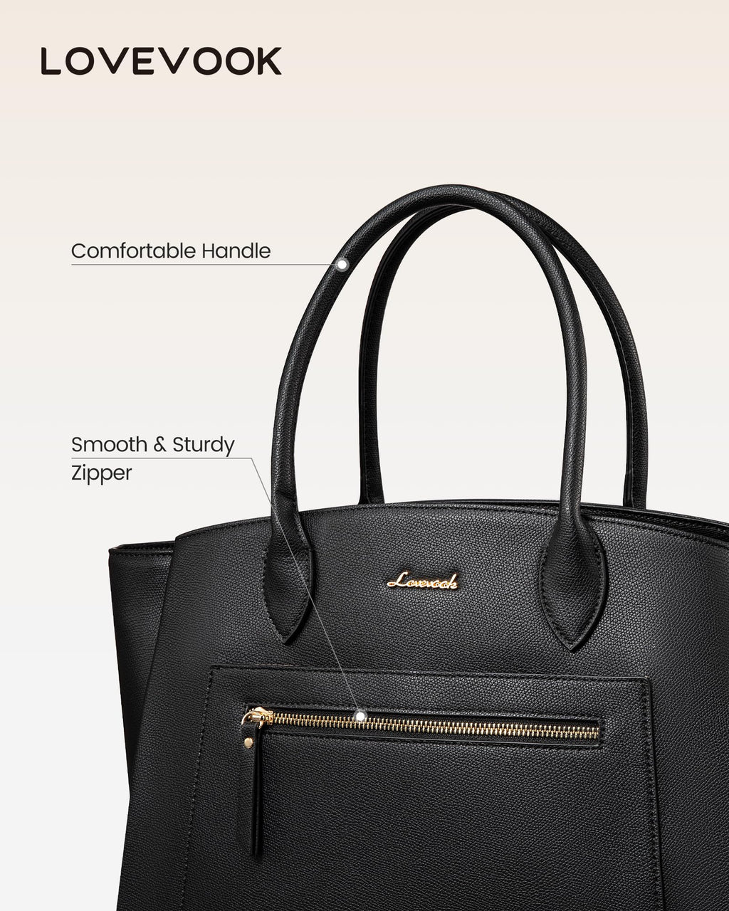 LOVEVOOK Laptop Tote Bag for Women, 15.6 Inch Large Capacity Work Bags Briefcase Purse with Multiple Pockets & Large Bottle Holder, Vegan Leather Business Office Computer Bag for Teacher