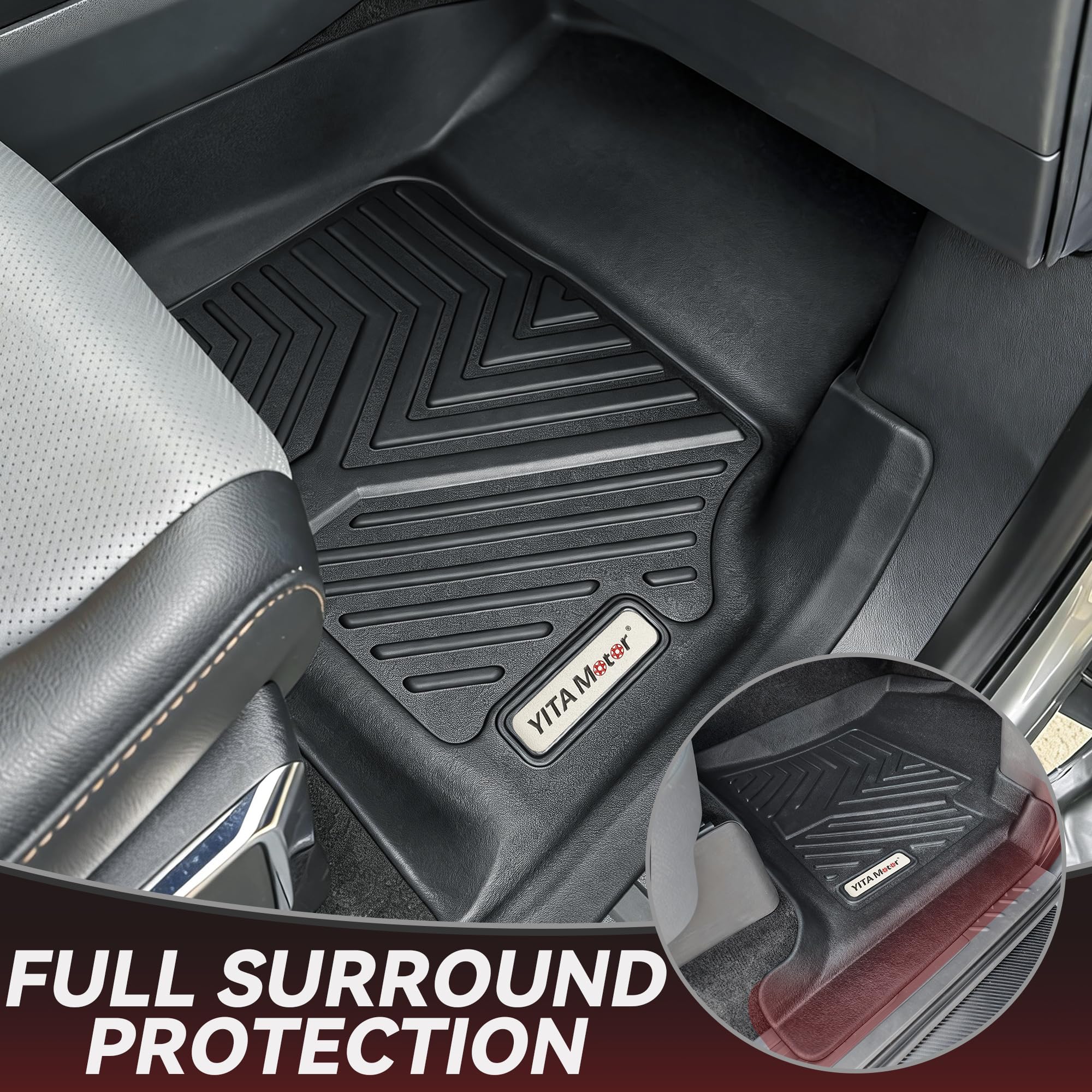 YITAMOTOR Floor Mats Fit for Ford F-150 2015-2026 & F150 Lightning 2022-2026 SuperCrew (Rear w/o U-Seat Flat Storage),TPE All Weather Truck mats, 1st & 2nd Row