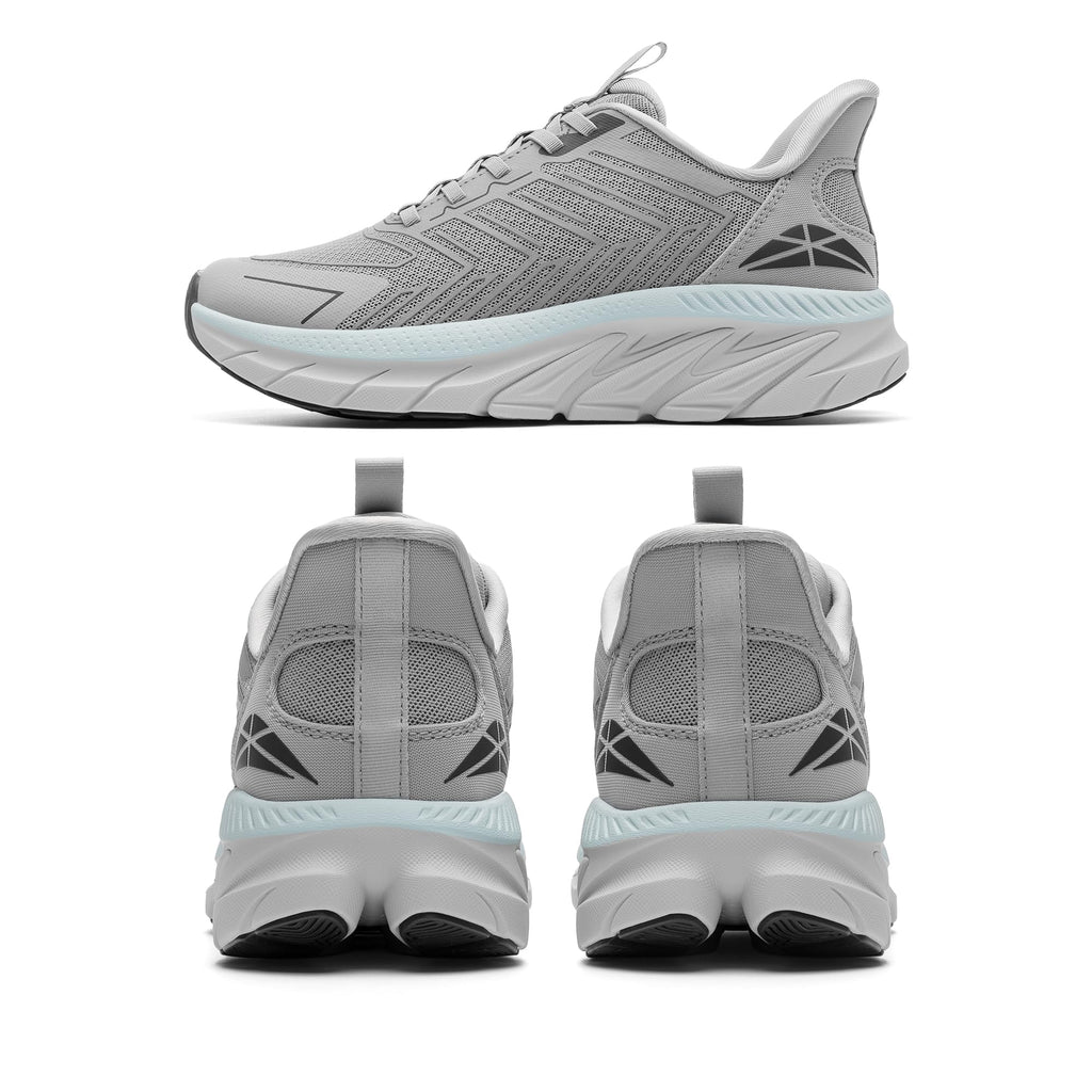 ALLSWIFIT Women's Slip On Walking Shoes Running Comfortable Tennis Breathable Non Slip Athletic Gym Workout Cross Training Fashion Sneakers,Size 8,Grey,SARR034W