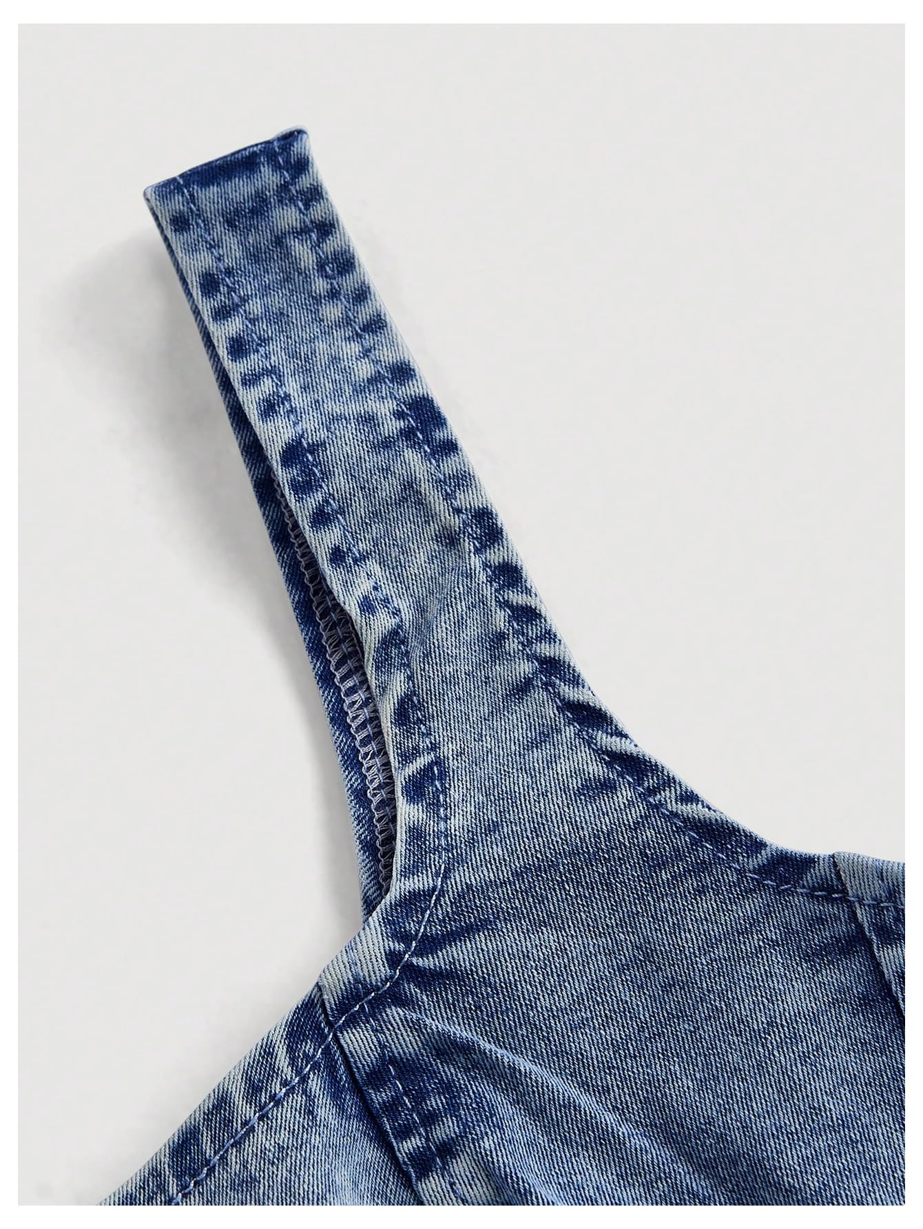 WDIRARA Women's Denim Corset Tank Top Asymmetrical Hem Crop Tops Sleeveless Zip Up Back Tanks Light Wash Small