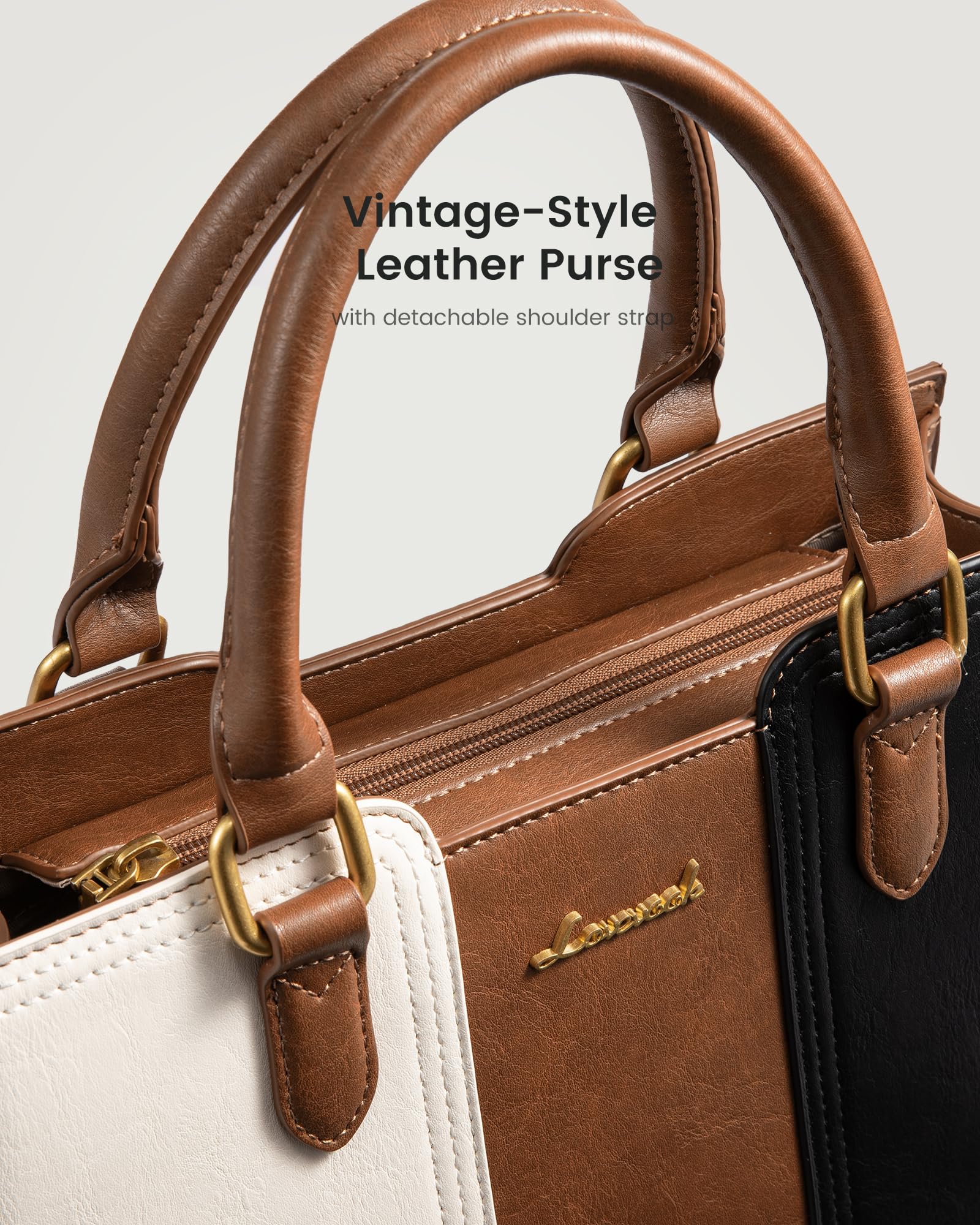 LOVEVOOK Purse for Women, Vintage Leather Shoulder Handbag, Small Ladies Satchel Tote Purse, Top Handle Crossbody Bag for Work, Travel and Daily Outings
