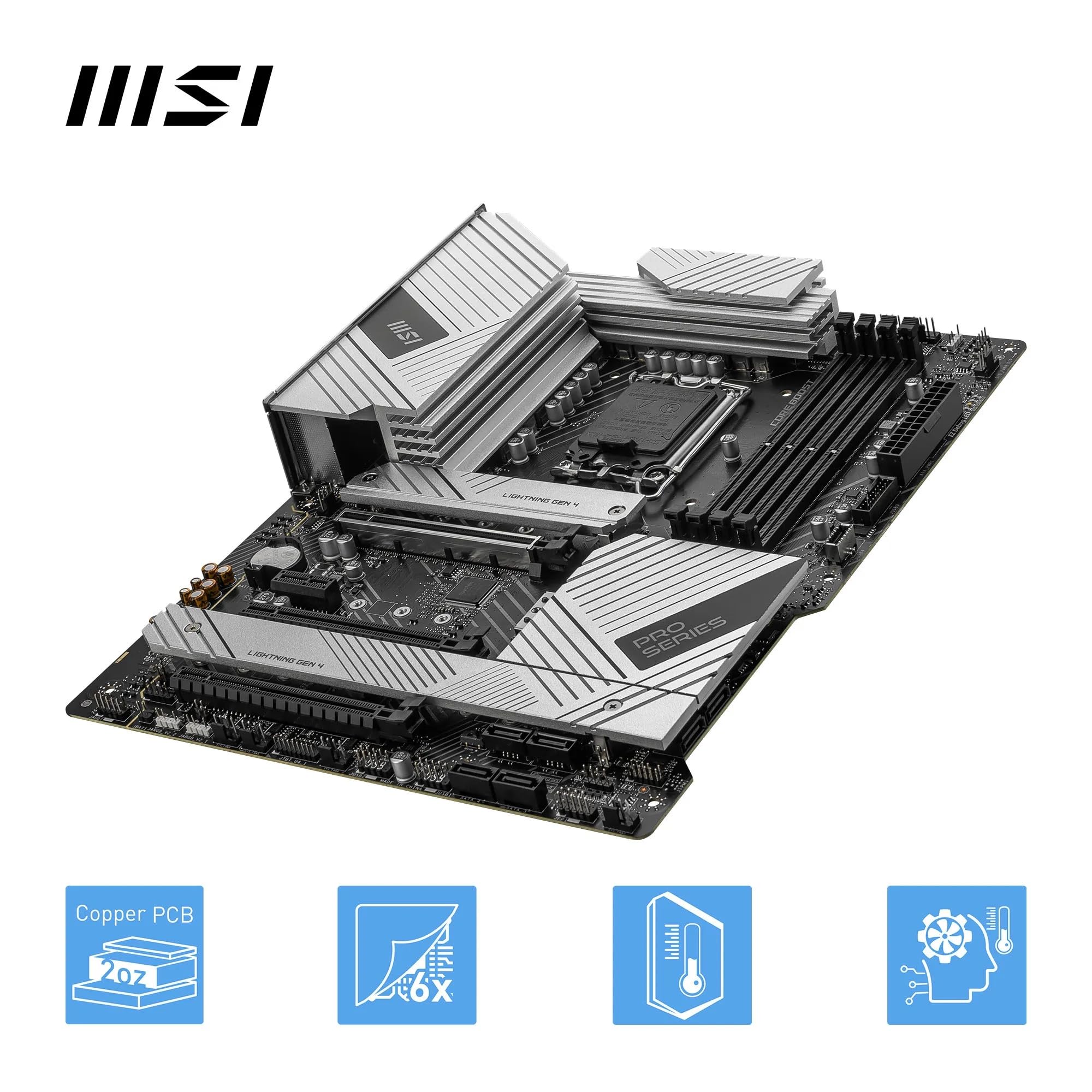 MSI PRO Z790-A WiFi II Motherboard, ATX - Supports Intel Core 14th, 13th & 12th Gen Processors, LGA 1700-80A SPS VRM, DDR5 Memory Boost 7800+MT/s/OC, PCIe 5.0 x16, 4 x M.2 Gen4, Wi-Fi 6E, 2.5G LAN