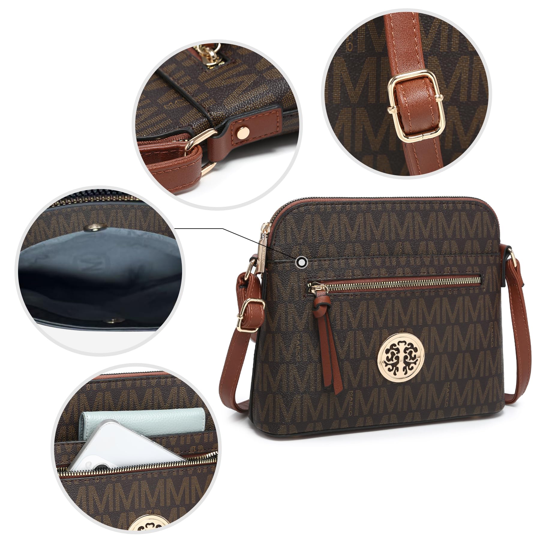 MKP COLLECTION Womens Fashion Crossbody Bag Medium Shoulder Purse with Adjustable Strap Multi Pockets for Travel Daily Use