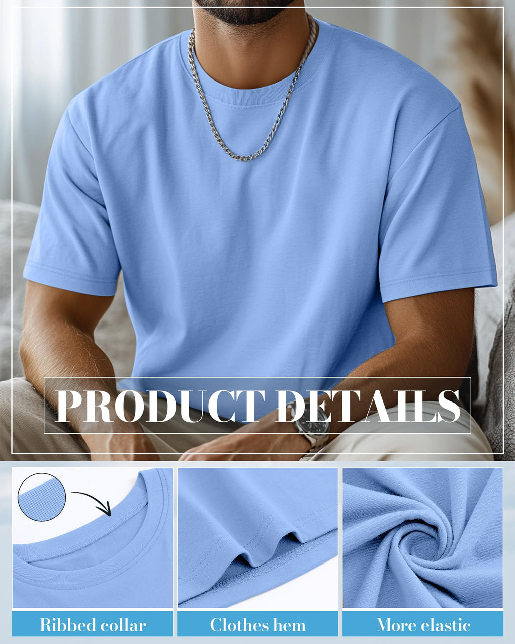 Ficerd 5 Pack Men's Big and Tall Shirts Short Sleeve Cotton Tee Summer Crew Neck Oversize Top Loose Fit Shirt Multipack(Black, Army Green, Sky Blue, Teal, Lavender Purple,6X-Large)