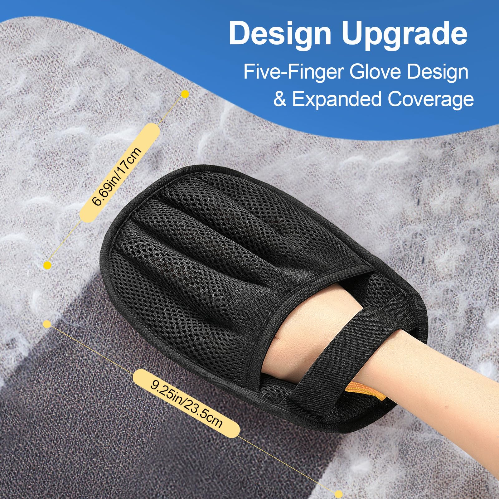 Salhap Pet Hair Removal Glove for Cats & Dogs, Upgraded Five-Finger Electrostatic Pet Hair Glove, Reusable Magic Brush Pet Hair Remover Tool for Laundry, Couch, Carpet, Car Seat