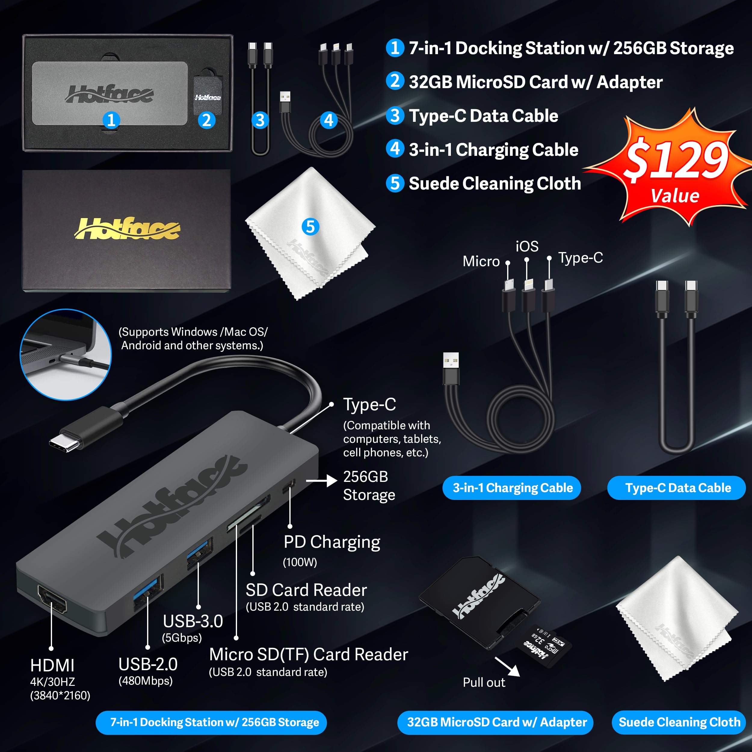 Lenovo Ideapad 3 15.6" FHD Chromebook, Intel Celeron N4500, 4GB RAM, 352GB Storage (64GB SSD+288GB Docking Station Set), ‎Intel UHD Graphics, Full Size Keyboard, Chrome OS, Artic Gray