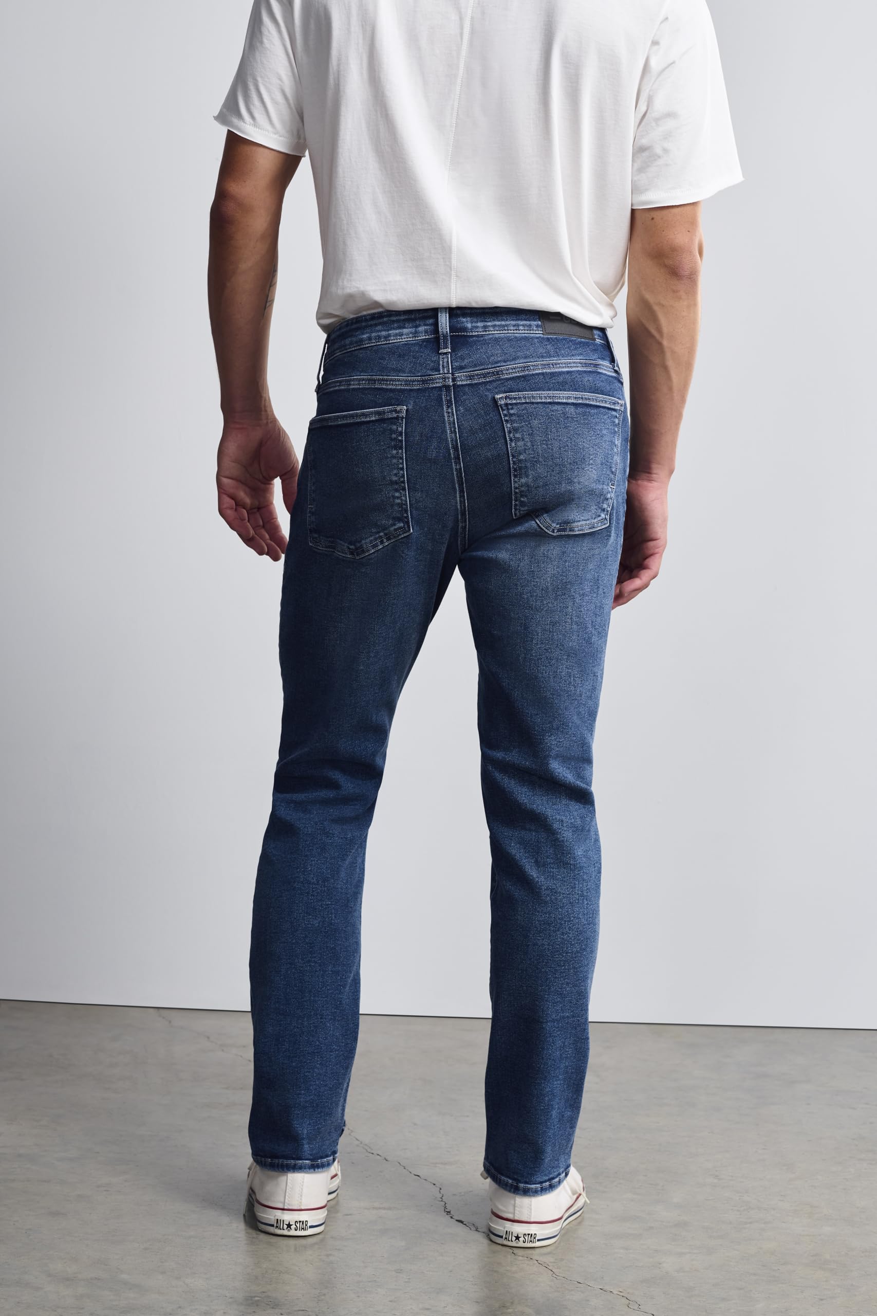 General Denim Works Bridge Men's Regular Rise Straight Leg Jeans, Mid Brushed Denim, 36x30
