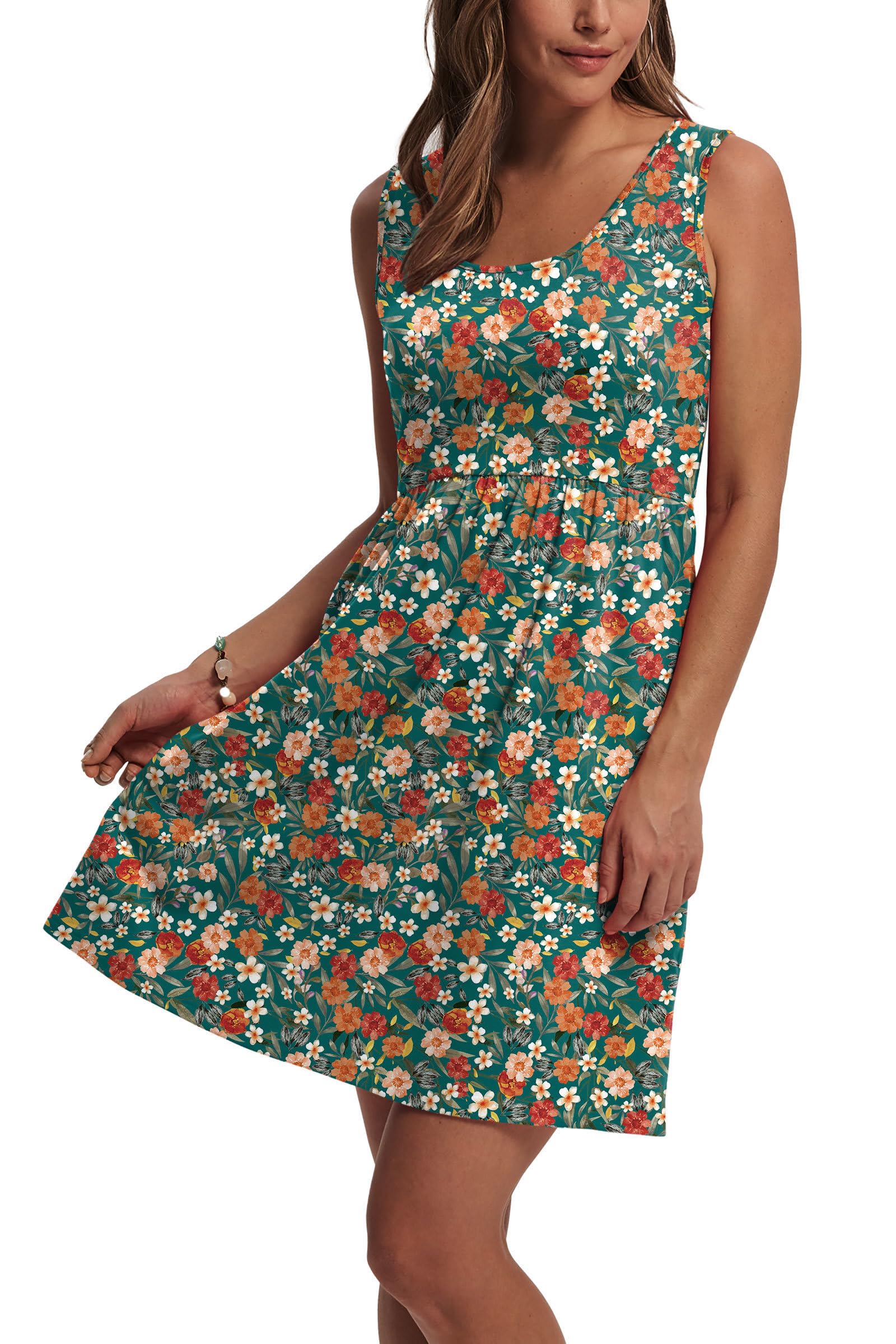 WIHOLL Womens Summer Dresses Beach Vacation Clothes Spring Dresses for Women Flowy Midi Boho Casual Dress Sundresses 2026 Vintage Multi-Floral XL