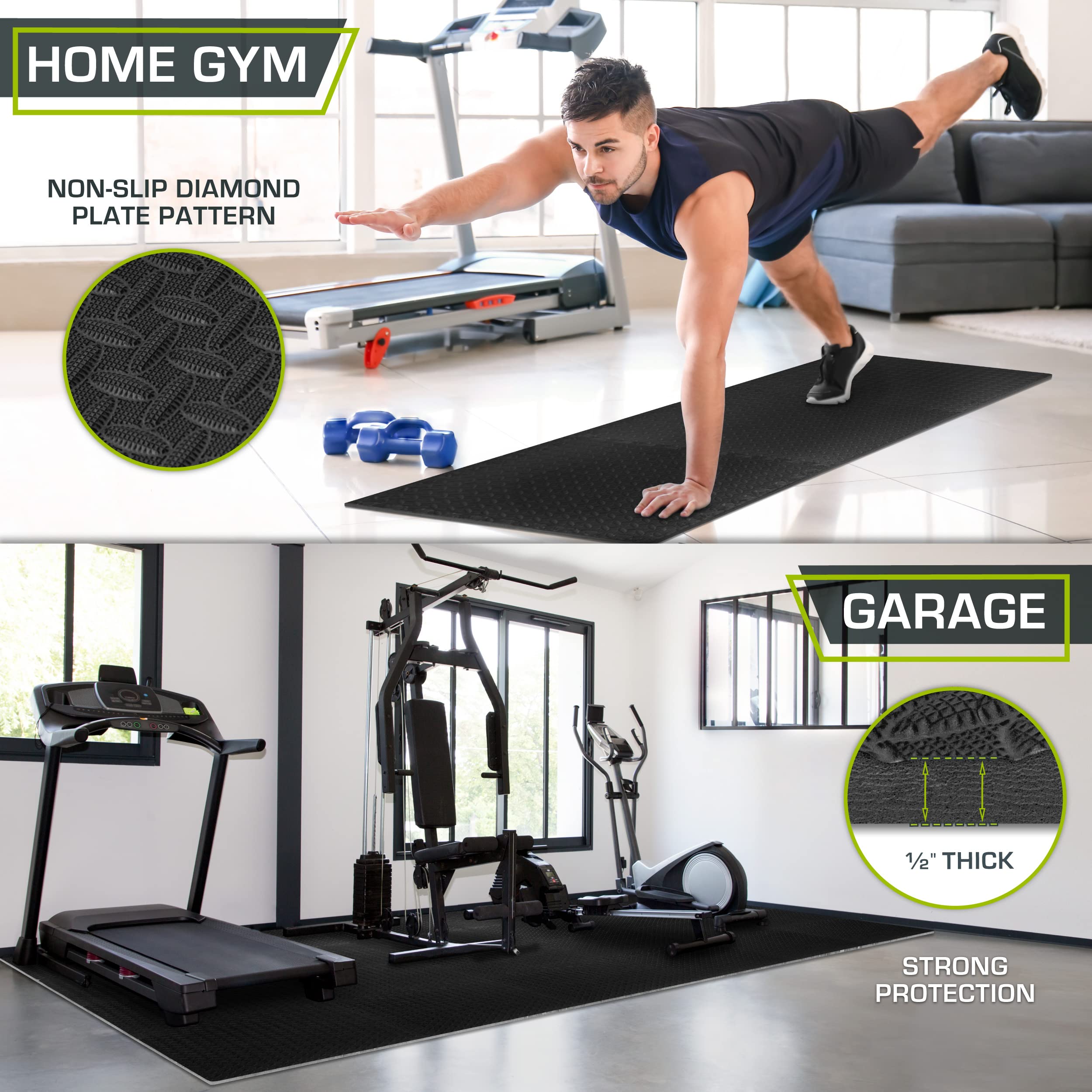 ProsourceFit Puzzle Exercise Mat ½ in, EVA Interlocking Foam Floor Tiles for Home Gym, Water-Resistant Mats Workout Equipment, Floor Padding for Kids, Black, 24 in x 24 in x ½ in, 144 Sq Ft - 36 Tiles