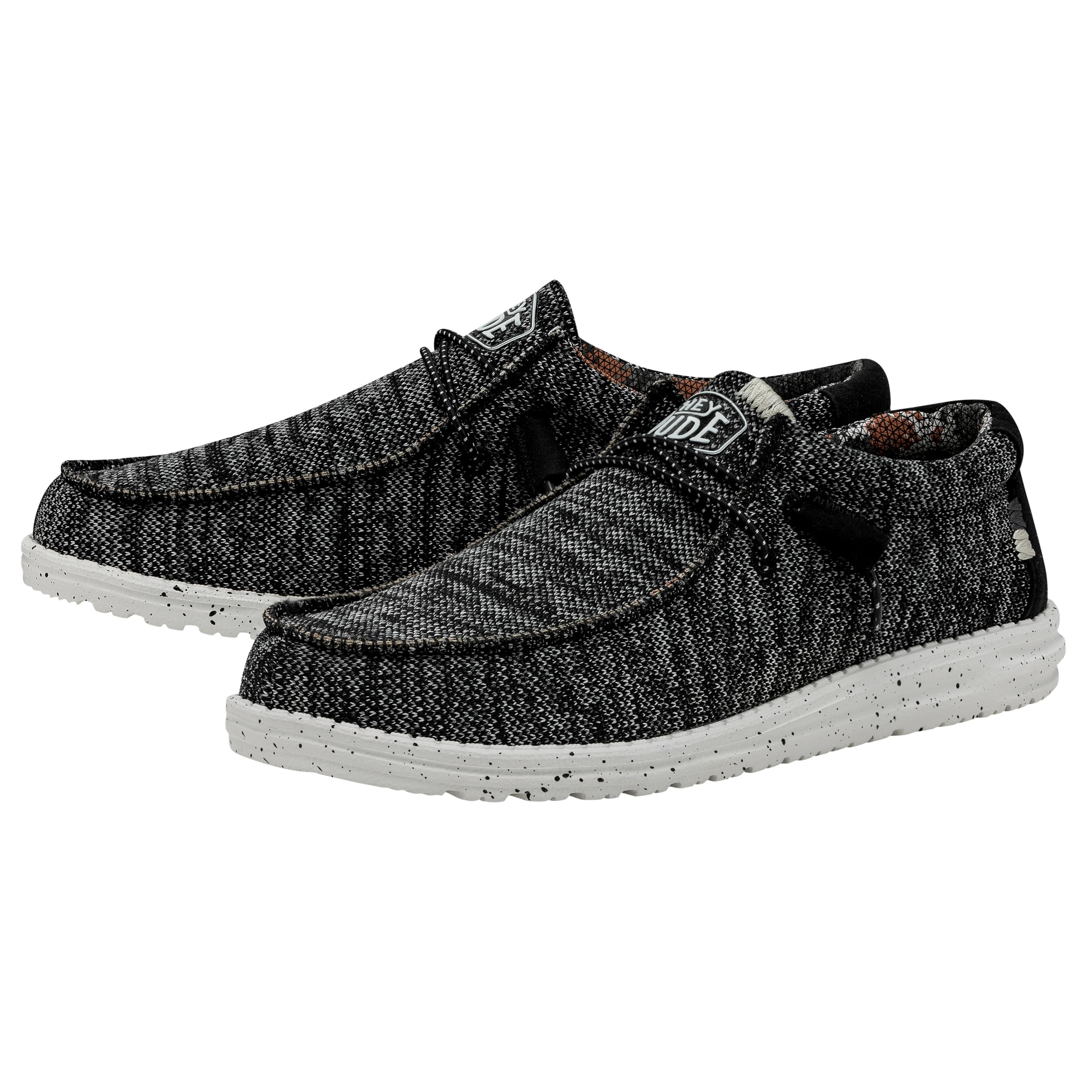 HEYDUDE Men's Wally Sox Black White Size 13 | Men's Loafers | Men's Slip On Shoes | Comfortable & Light-Weight
