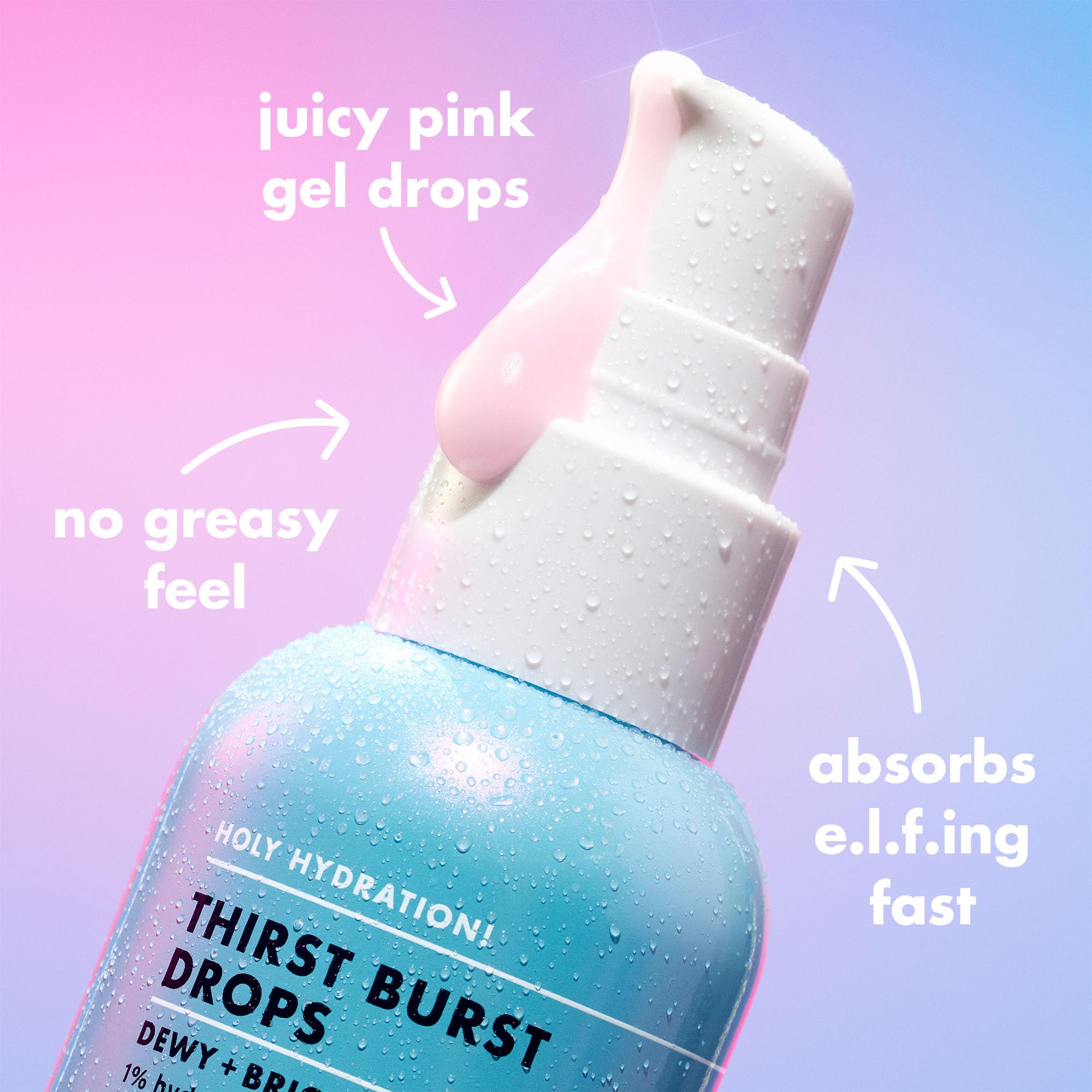 e.l.f. SKIN Holy Hydration! Thirst Burst Drops, Serum For A Radiant Complexion Instantly & Over Time, Made With Hyaluronic Acid, Vegan & Cruelty-Free