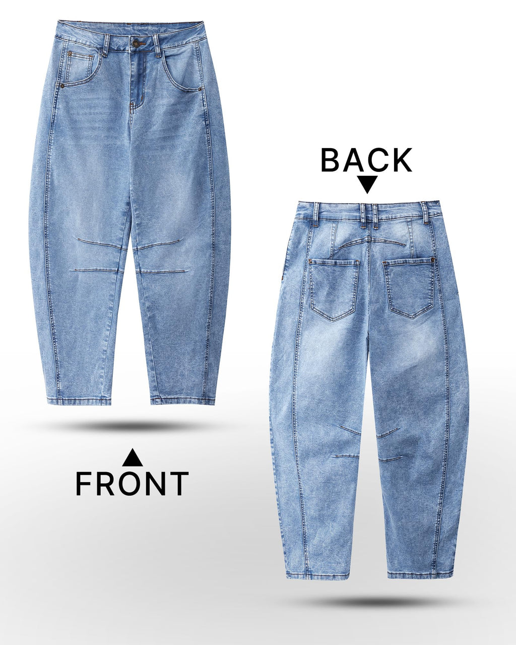 Utyful Barrel Leg Women's Baggy Jeans - Plus Size Stretch Jeans with Tummy Control - Reef Blue Size XX-Large (US 20-22)