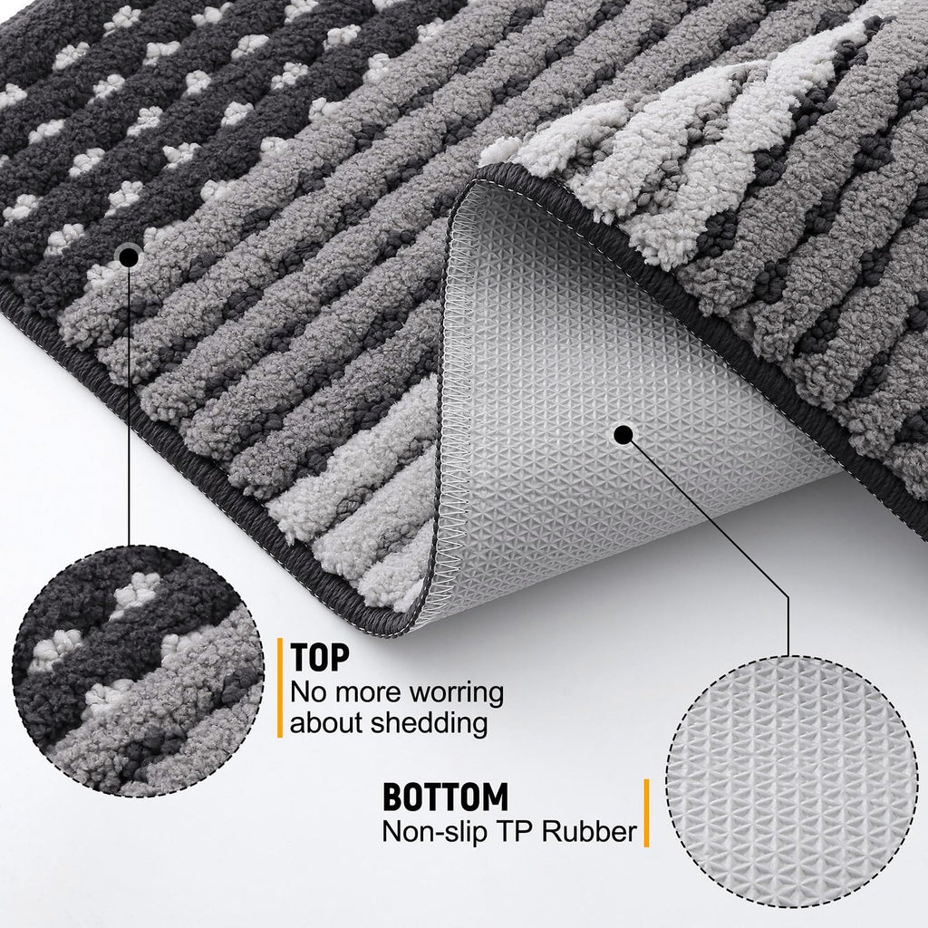 Kitinjoy Indoor Outdoor Door Mat, 32x20 Non-Slip Absorbent Dirt Trapper, Low-Profile Washable Inside Entrance Front Floor Mat, Sturdy Soft Entry Dotted Ombre Doormats for Entryway, Grey