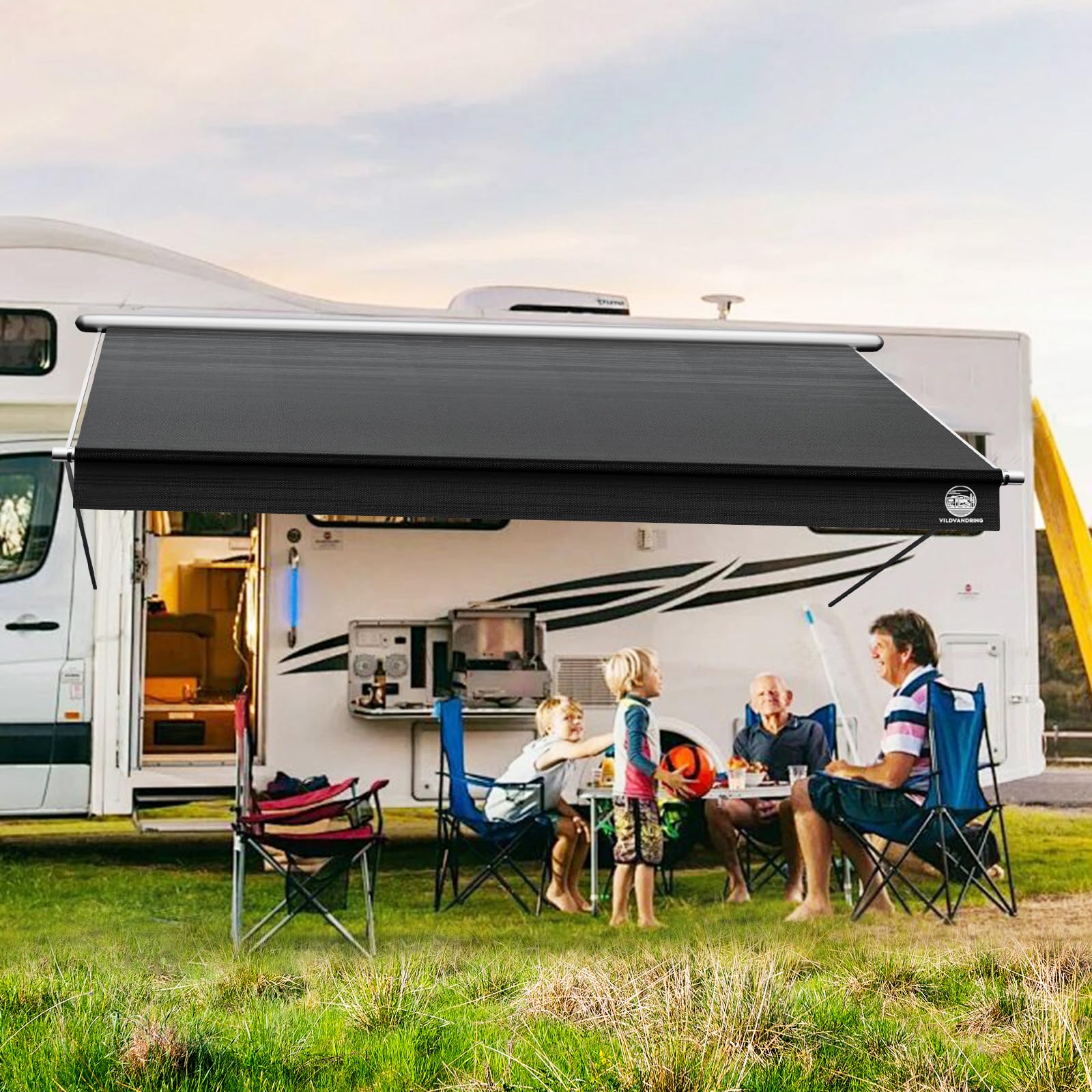 RV Awning Fabric Replacement 20ft – Camper Awning Replacement, 19.5oz Heavy-Duty Heat-Sealed Vinyl, UV-Resistant, Weatherproof, Sunproof, Fits Electric & Manual RV Awnings, Perfect for RVs, Trailers