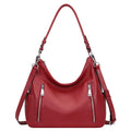 Over Earth Genuine Leather Purses for Women Medium Hobo Bag Lady Crossbody Handbags with 2 Detachable Straps(O150E UG Wine Red)
