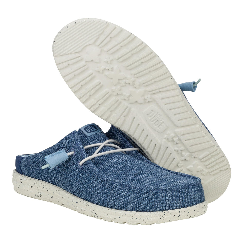 HEYDUDE Wally Slip Stretch Sox Faded Denim/Sargasso Blue Size 11, Men’s Shoes, Men's Slip-on Loafers, Comfortable & Light-Weight