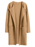 ANRABESS Womens Cardigan Sweater Open Front Knit Long Coatigan Dressy Casual Jacket Coat 2025 Fall Outfits Classy Clothes Light Brown Small