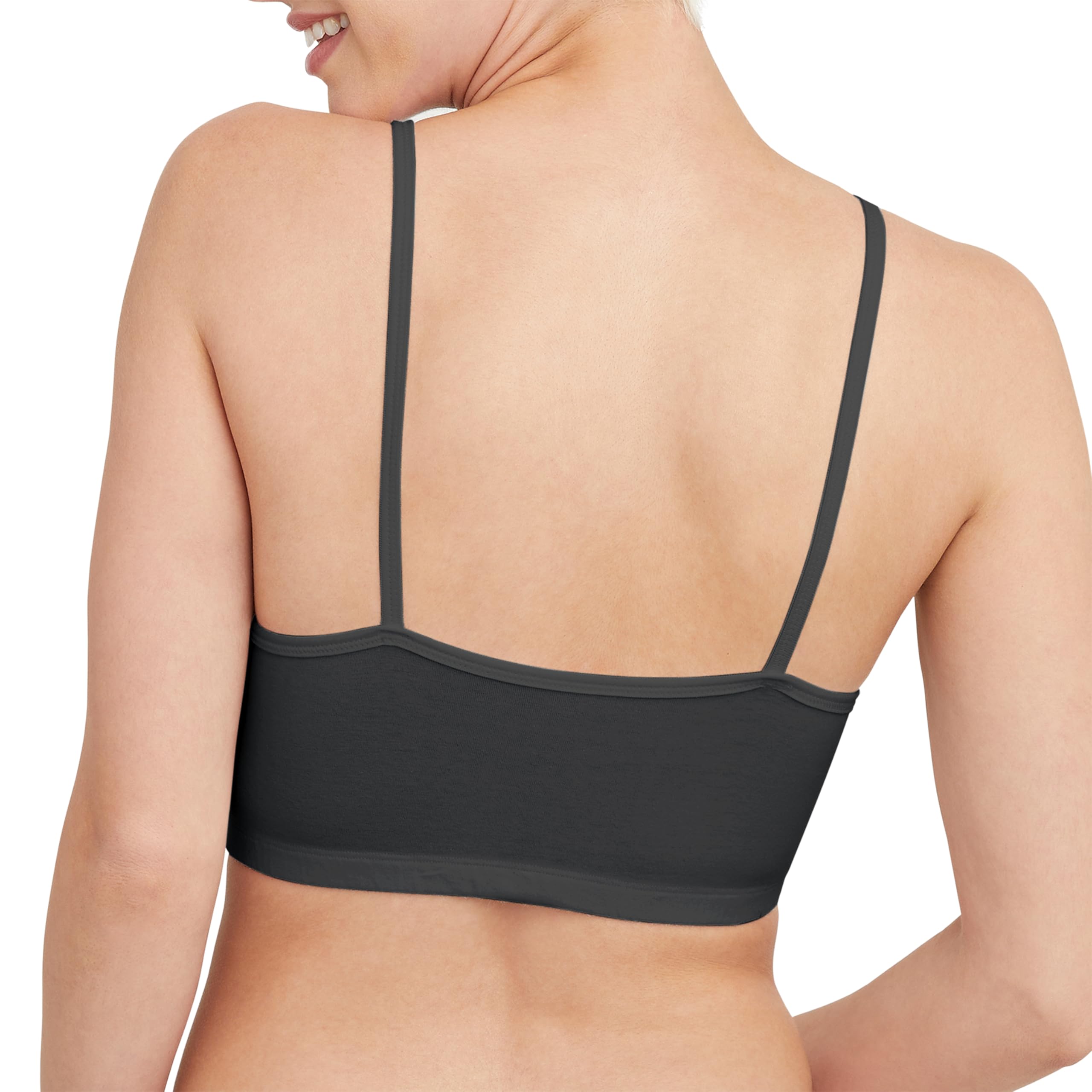 Hanes womens Comfortflex Fit Bralette Pack, Stretch Cotton Low-impact Bra, Moisture-wicking Cotton Bralette, 3-pa Bra, 3-pack - String Crop Black/Spiced Fig/Terra Red, Large US